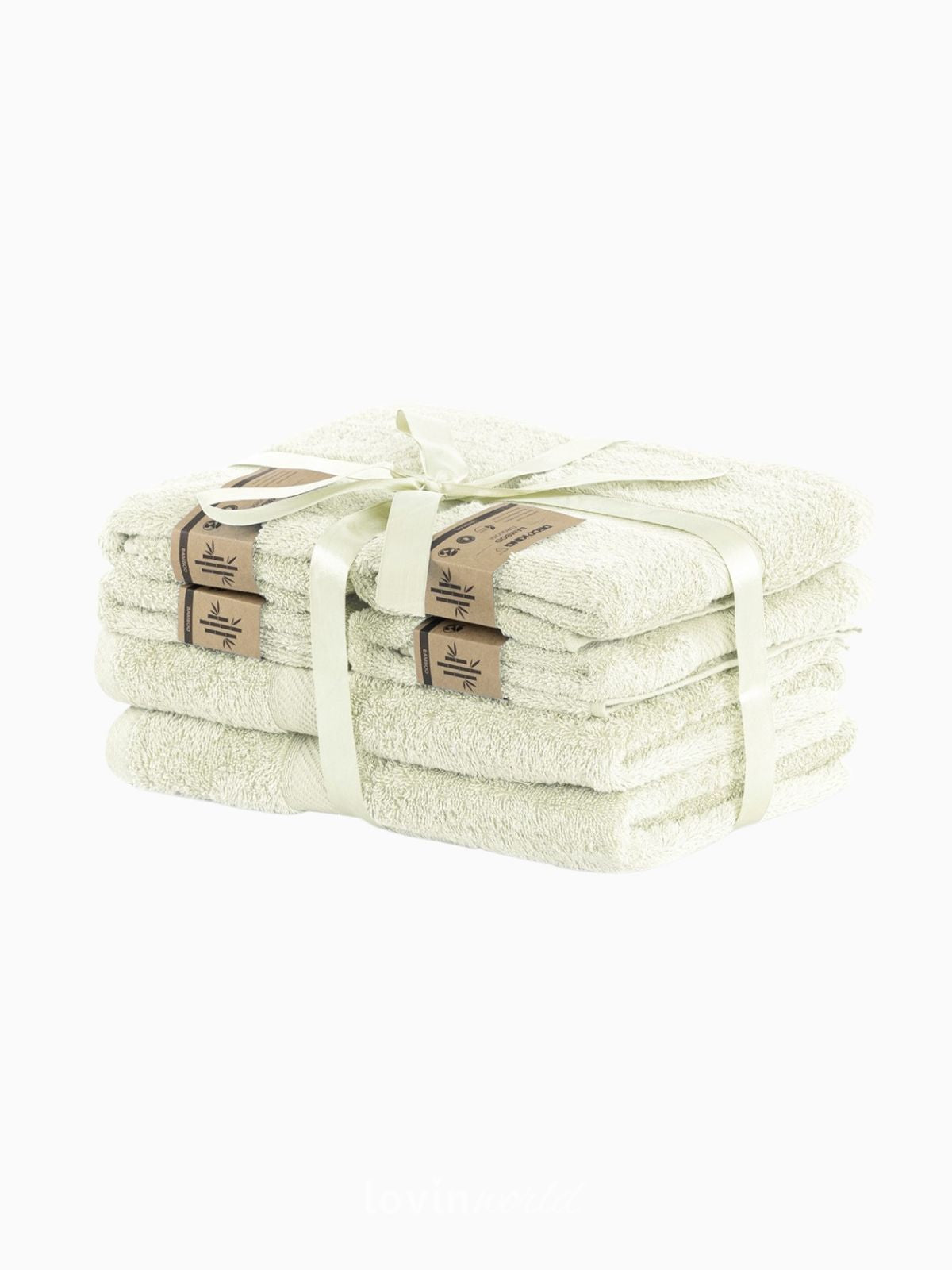 Set 6 Asciugamani da bagno Bamby in 100% cotone, colore crema-1