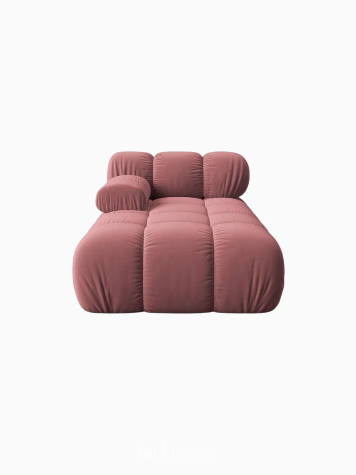 Divano modulare sinistro Bellis in velluto, colore rosa-1