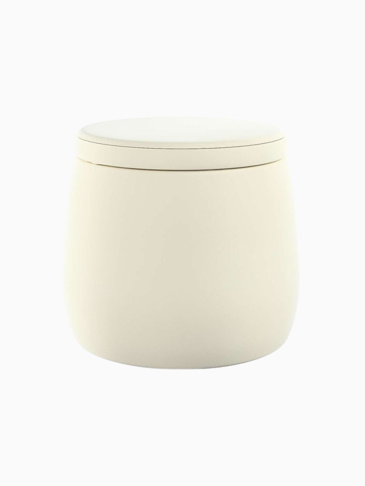 Pouf contenitore Candy Jar in velluto, colore crema 40x40 cm.-1