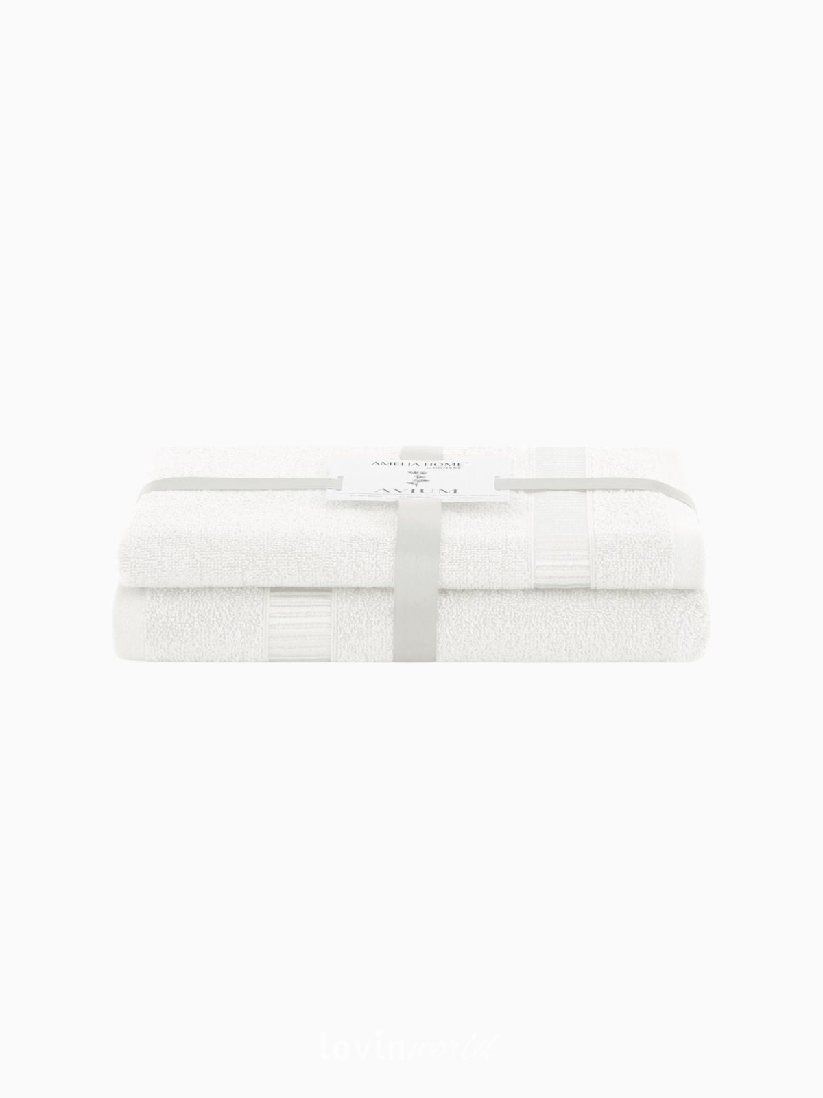 Set 2 Asciugamani da bagno Avium in 100% cotone, colore bianco-1