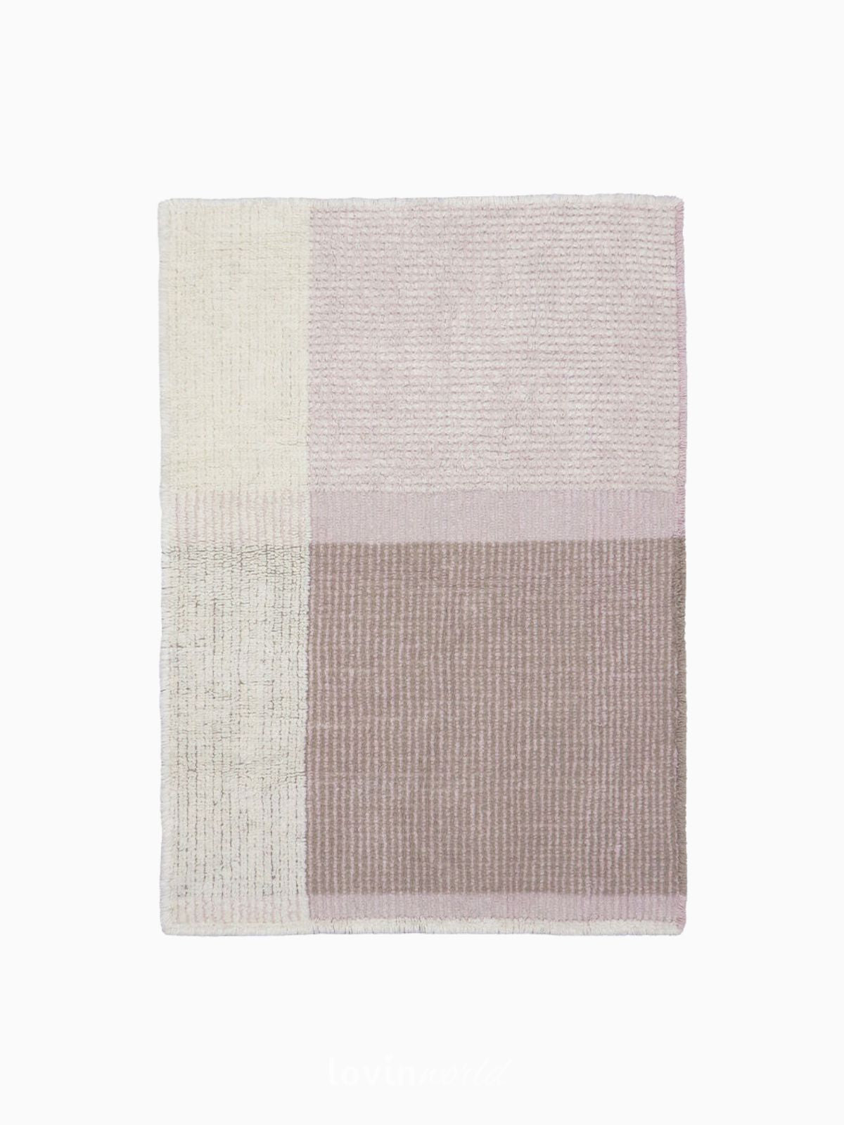 Tappeto lavabile Kaya in lana, colore rosa 120x170 cm.-1