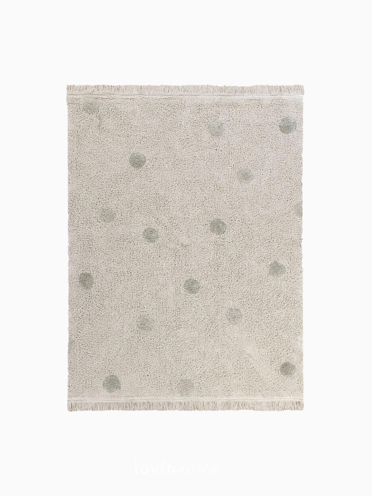 Tappeto in cotone lavabile Hippy Dots Naturale/Olive, 120x160 cm.-1