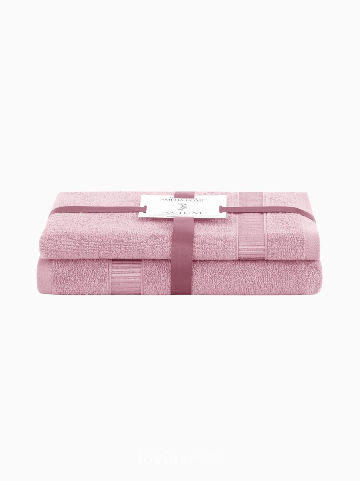 Set 2 Asciugamani da bagno Avium in 100% cotone, colore rosa-1