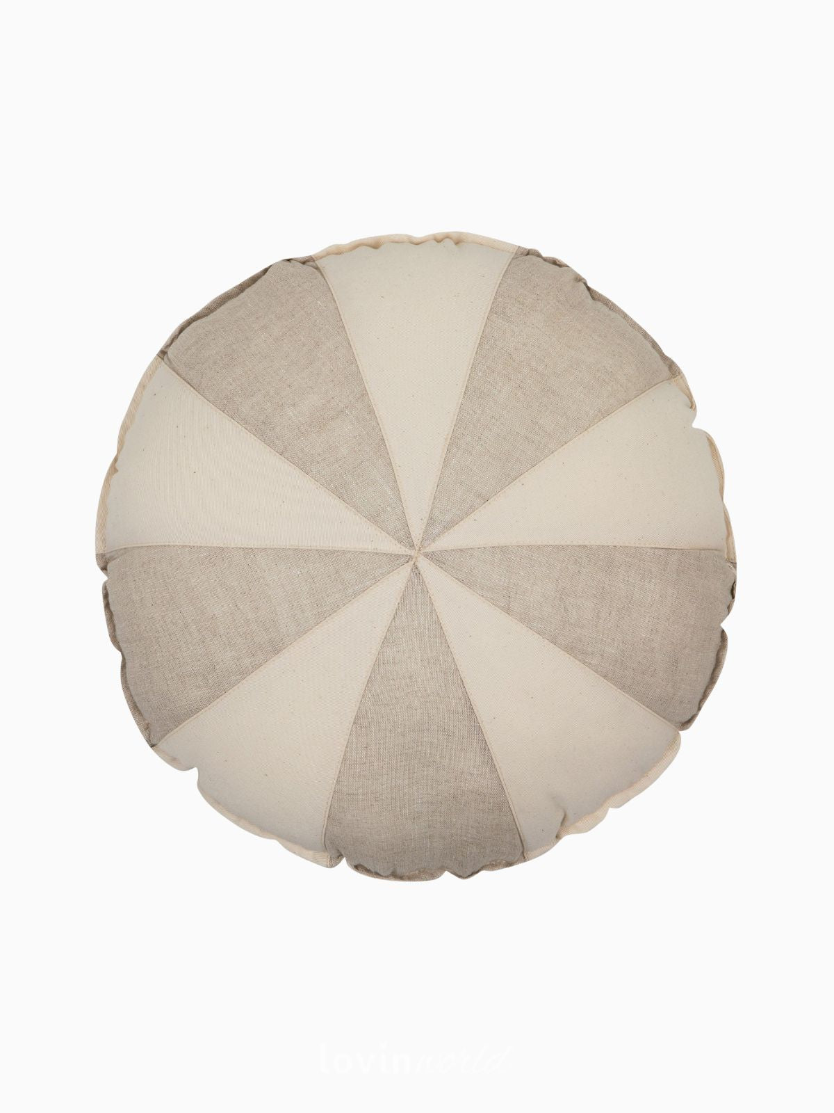 Cuscino Circo 100% lino e cotone in colore crema e beige 39x39 cm.-1