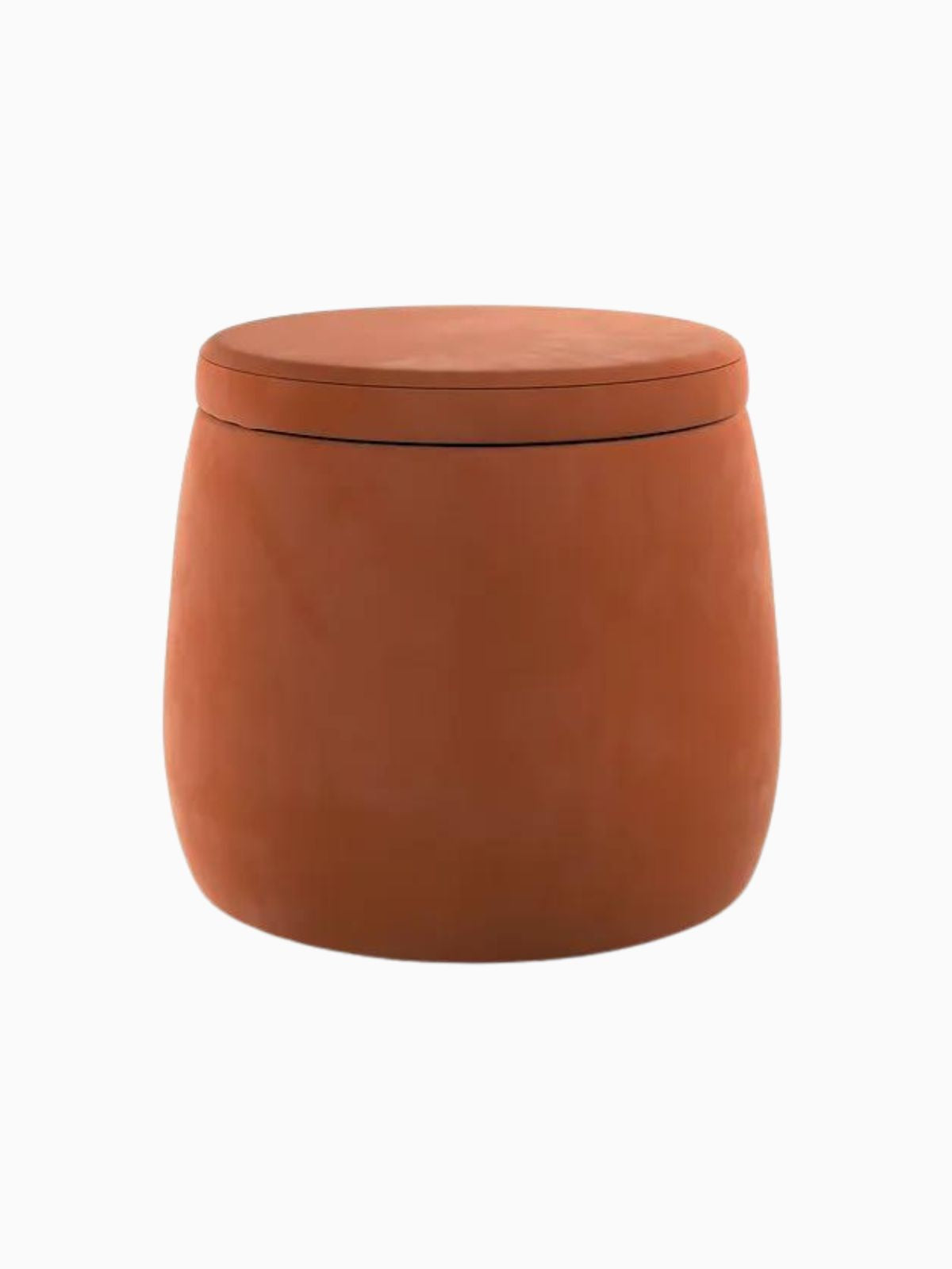 Pouf contenitore Candy Jar in velluto, colore mattone 40x40 cm.-1