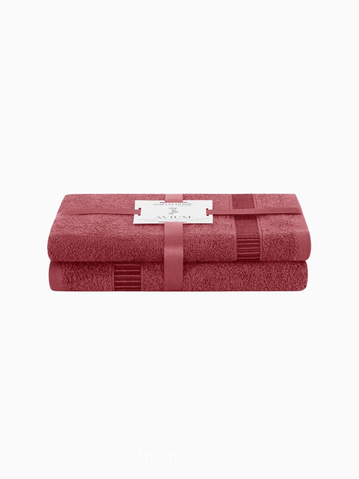 Set 2 Asciugamani da bagno Avium in 100% cotone, colore rosso-1