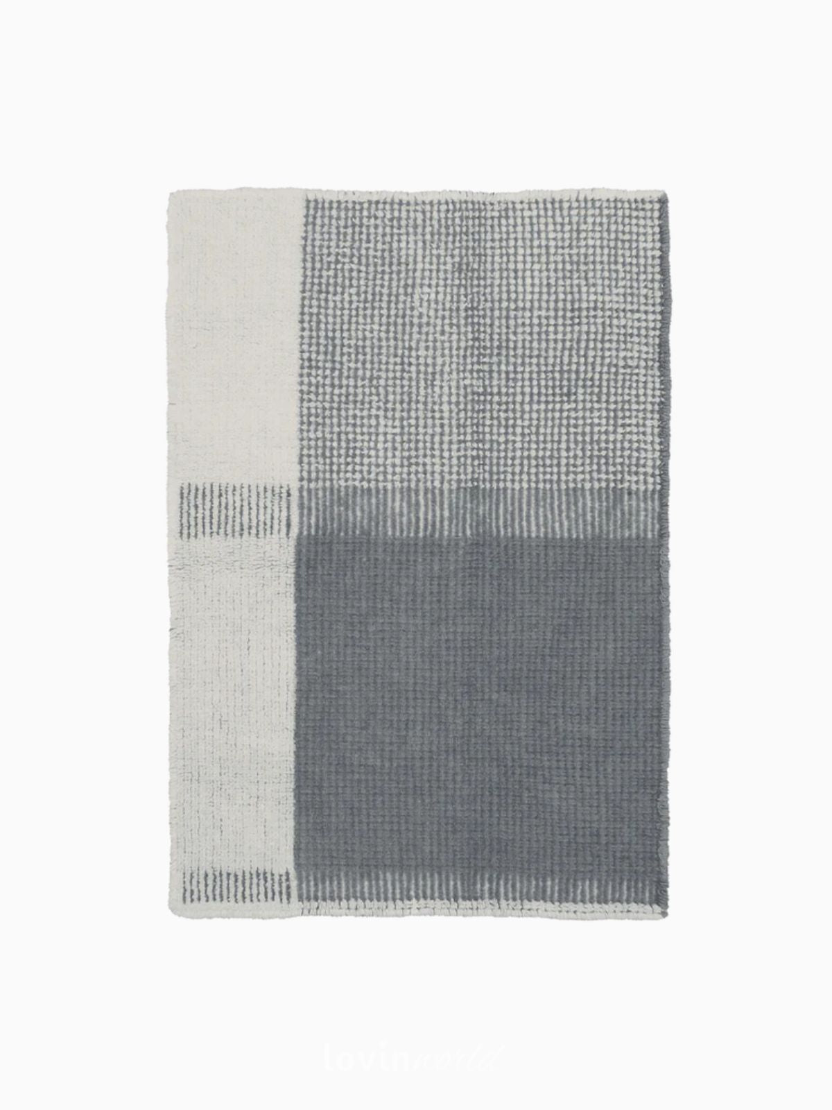 Tappeto lavabile Kaya in lana, colore blu 120x170 cm.-1