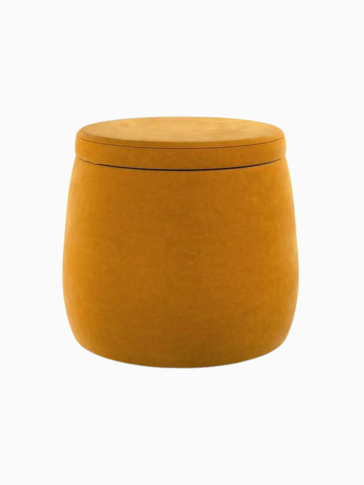 Pouf contenitore Candy Jar in velluto, colore giallo senape 40x40 cm.-1
