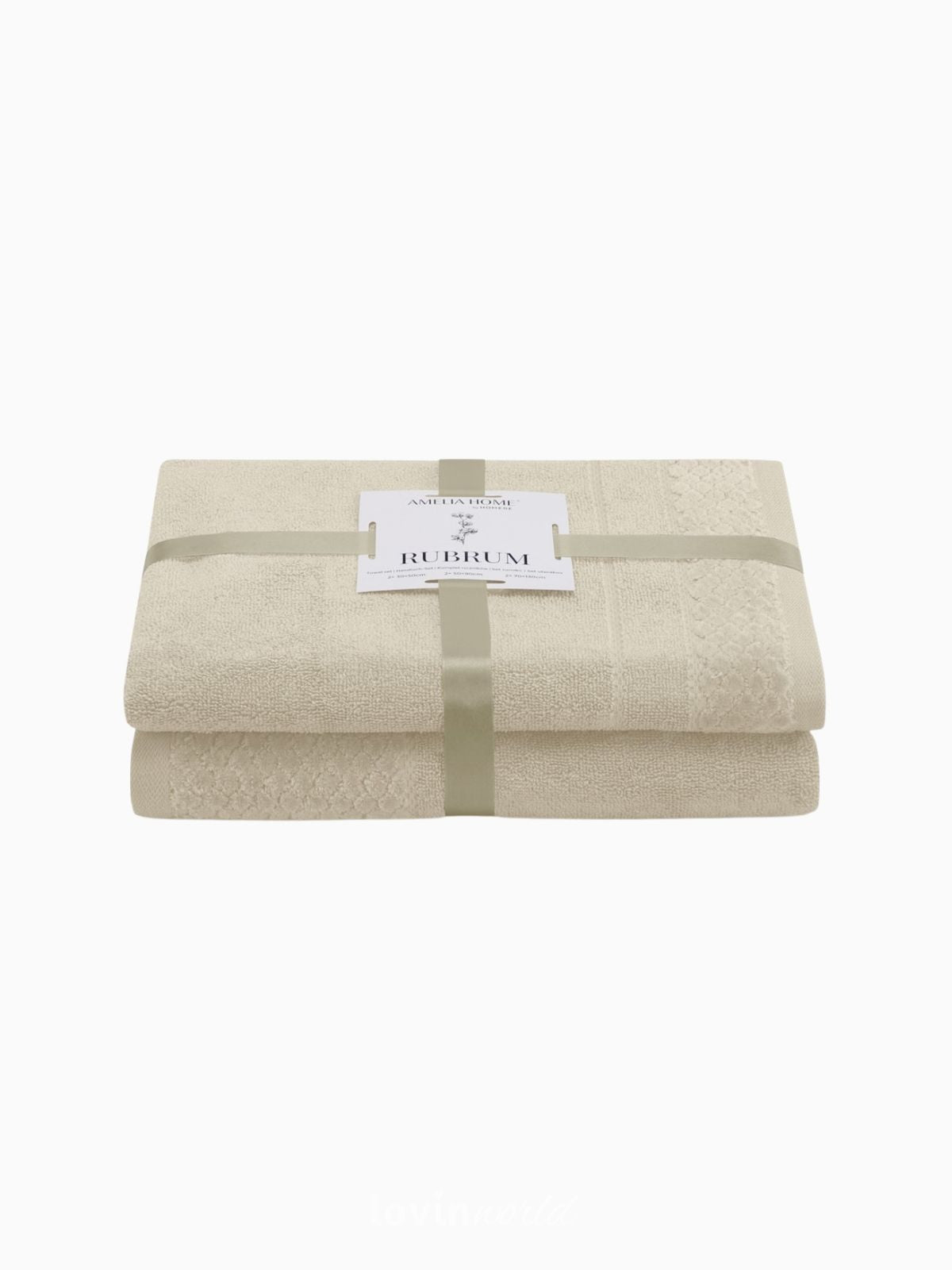 Set 2 Asciugamani da bagno Rubrum in 100% cotone, colore beige-1
