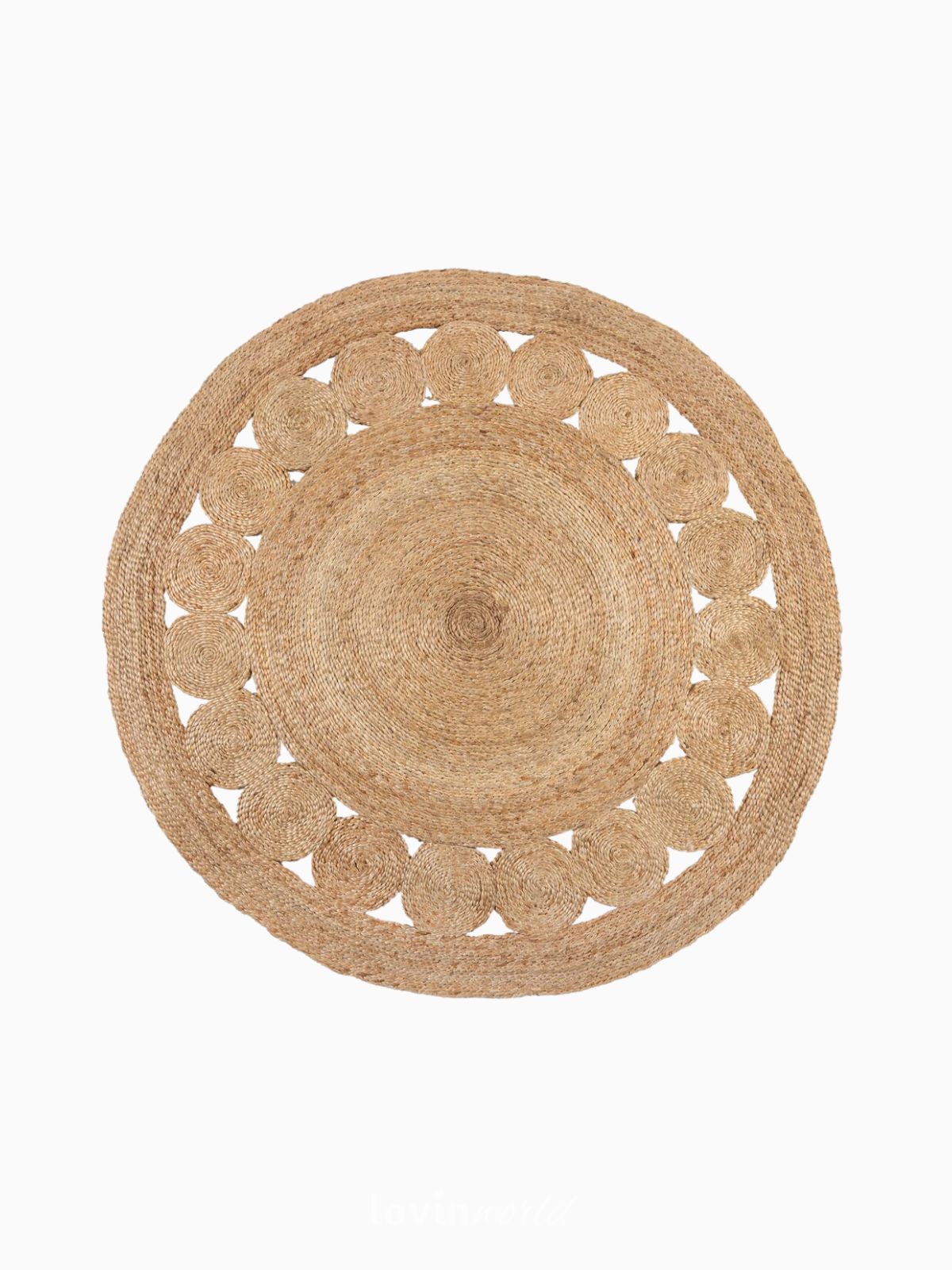 Tappeto rotondo Arya in iuta, colore naturale 150x150 cm.-1
