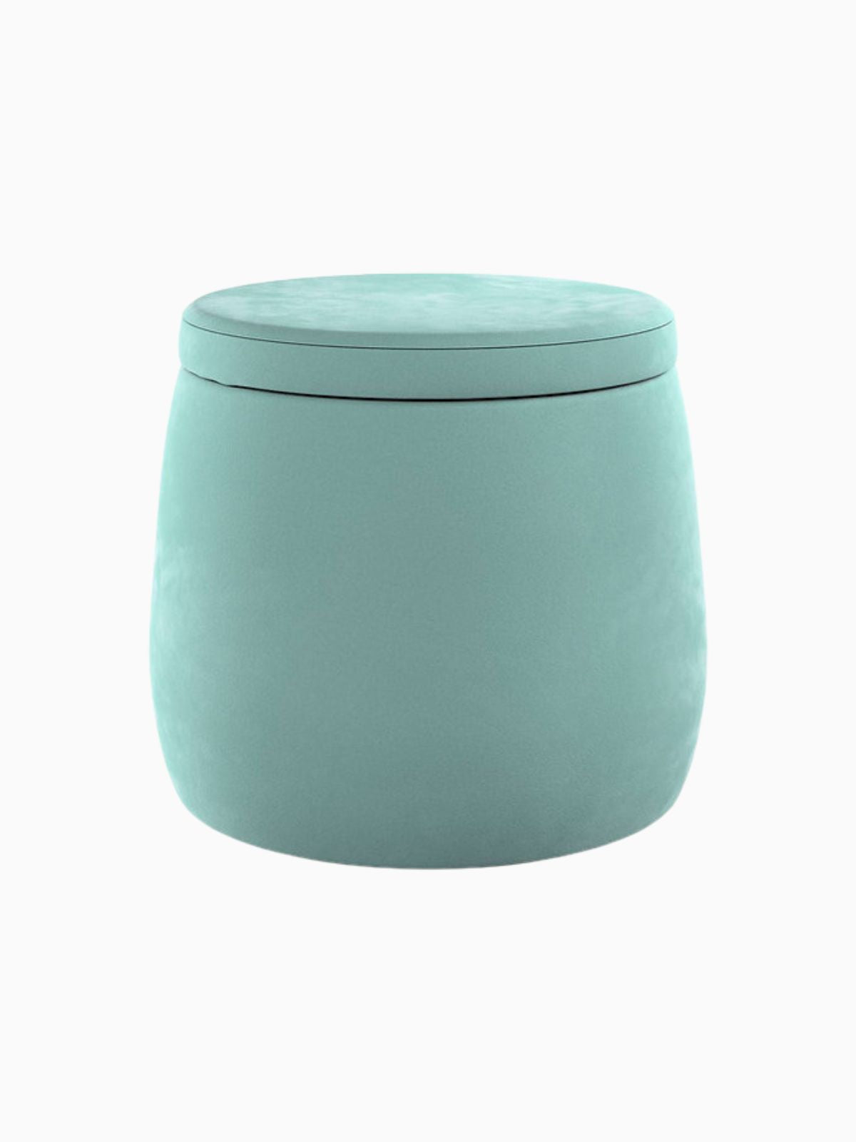 Pouf contenitore Candy Jar in velluto, colore verde menta 40x40 cm.-1