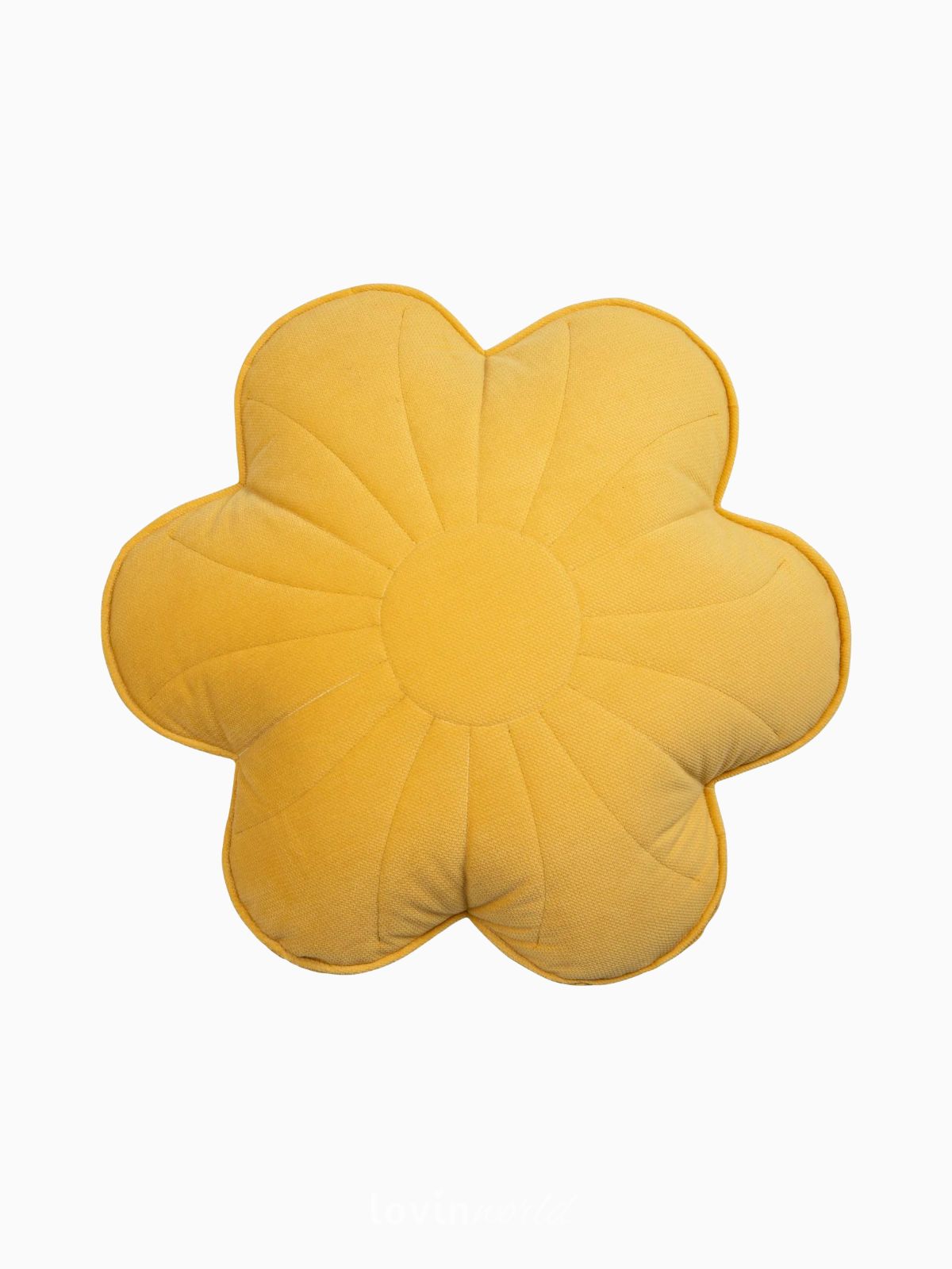 Cuscino fiore 100% velluto in colore giallo 49x49 cm.