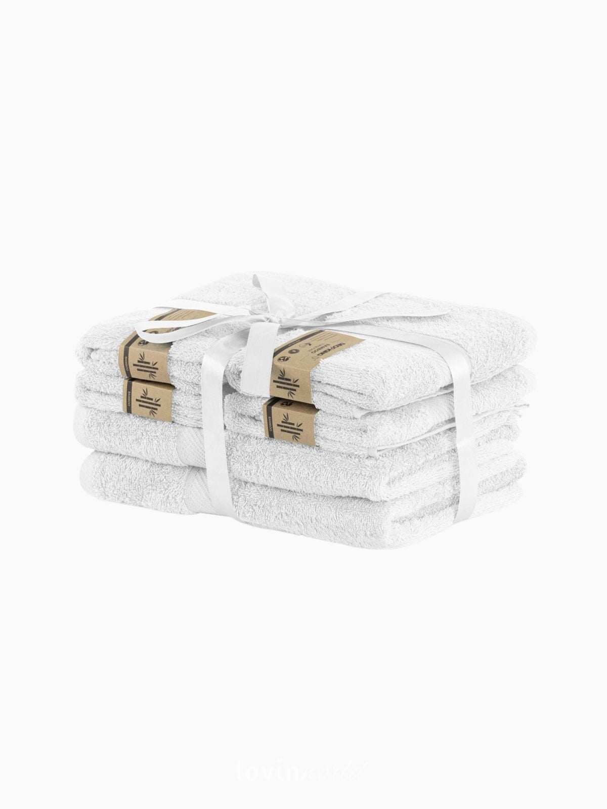 Set 6 Asciugamani da bagno Bamby in 100% cotone, colore bianco-1