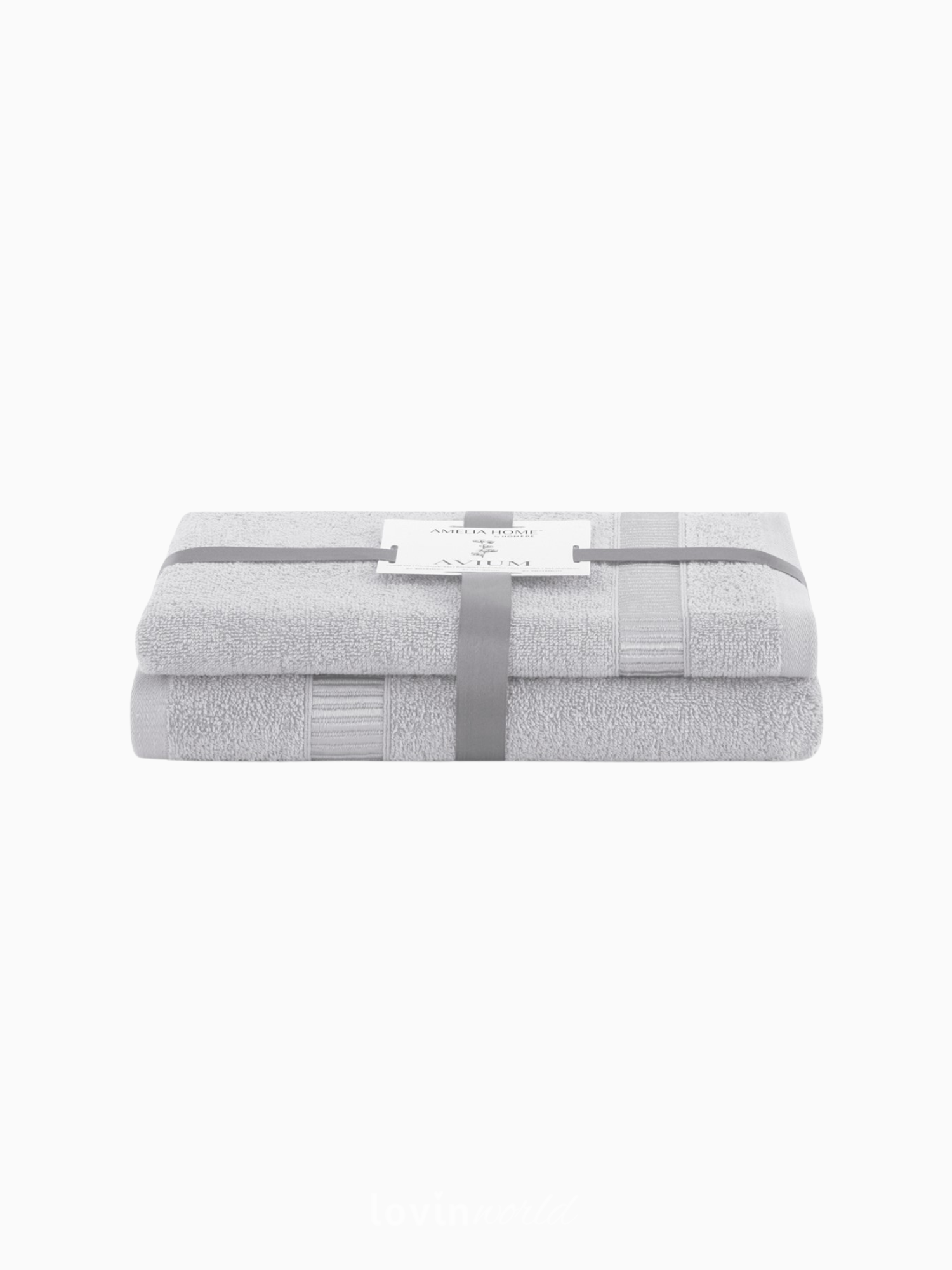 Set 2 Asciugamani da bagno Avium in 100% cotone, colore grigio-1