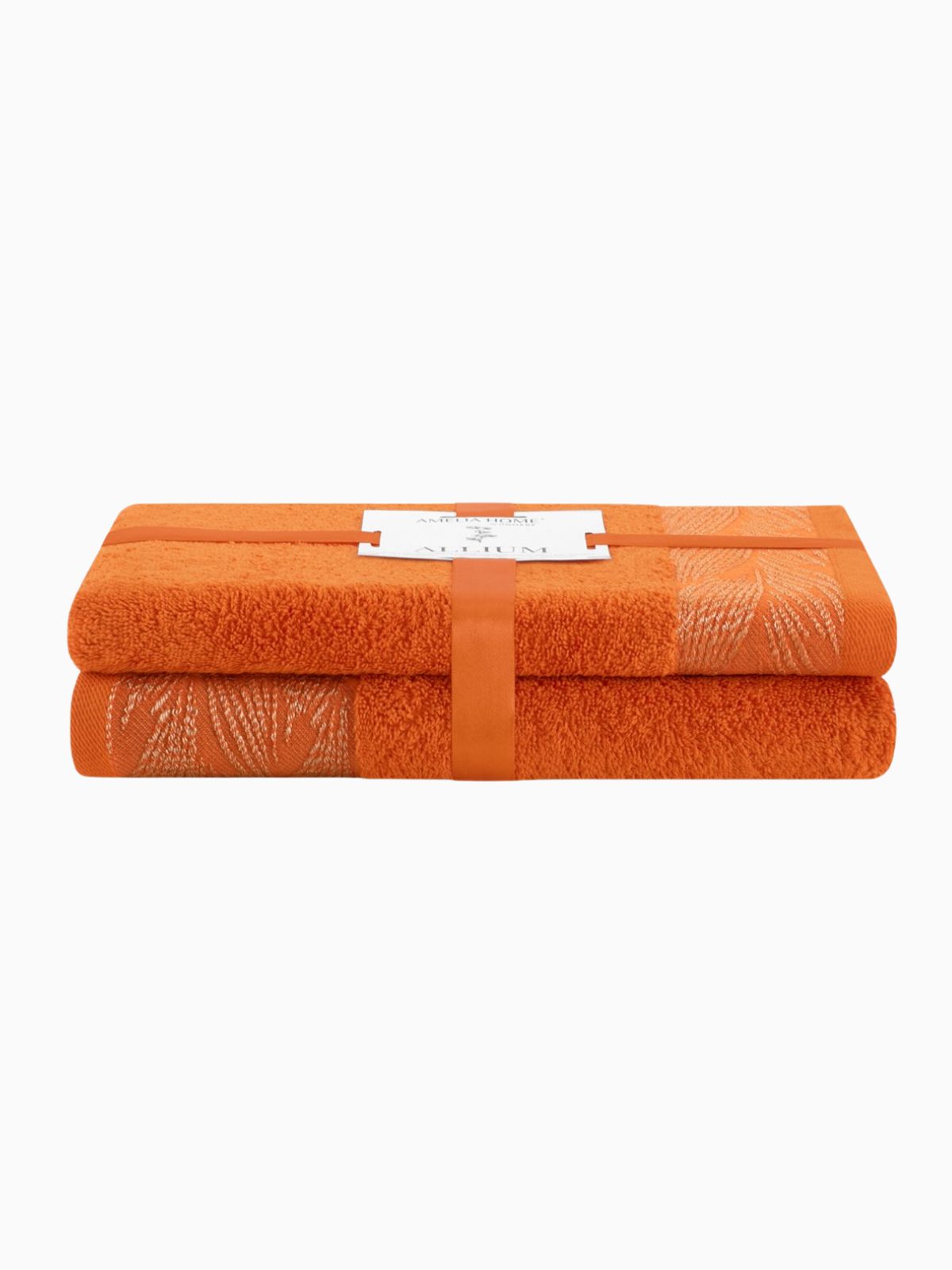 Set 2 Asciugamani da bagno Allium in 100% cotone, colore arancione-1