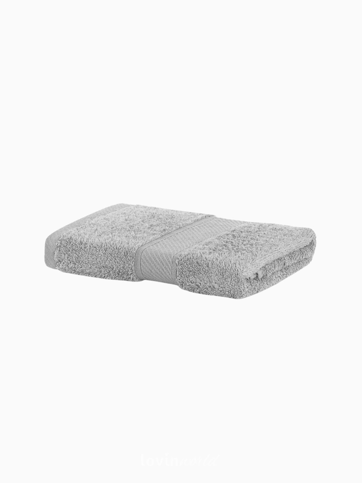 Set 6 Asciugamani da bagno Bamby in 100% cotone, colore grigio chiaro-2