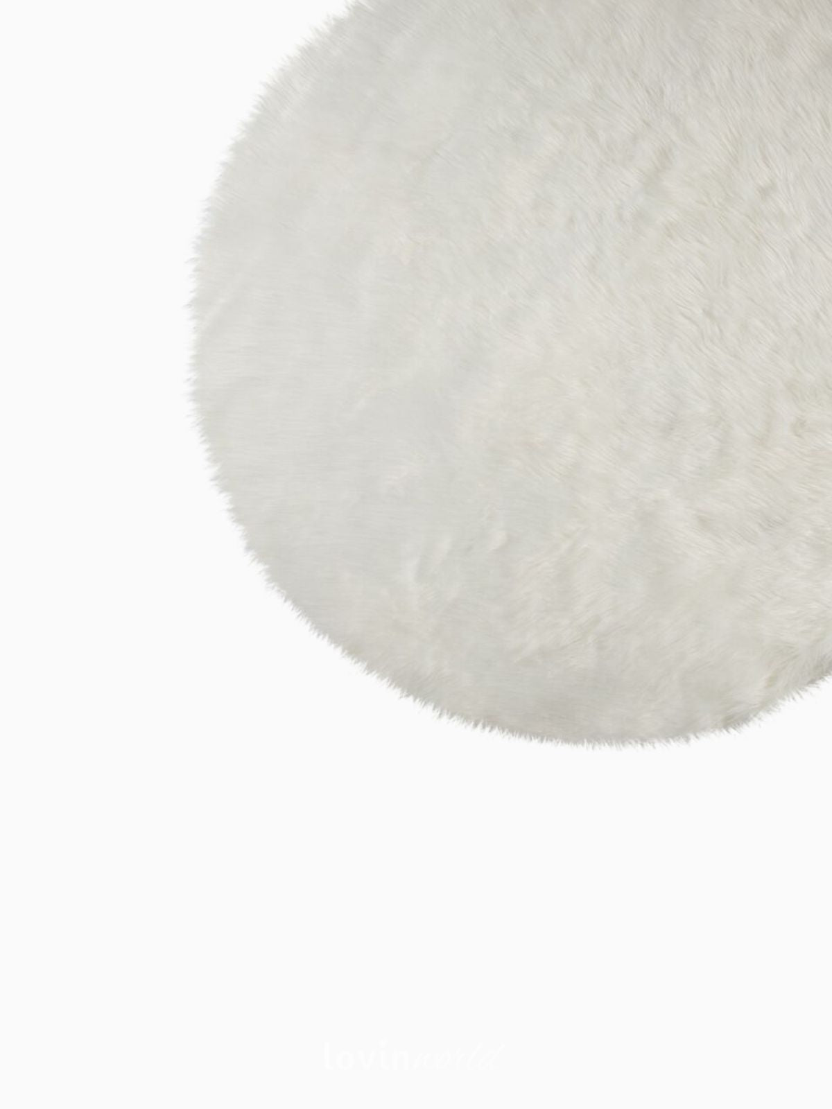 Tappeto rotondo shaggy Sheepskin in poliestere, colore avorio 120x120 cm.-4