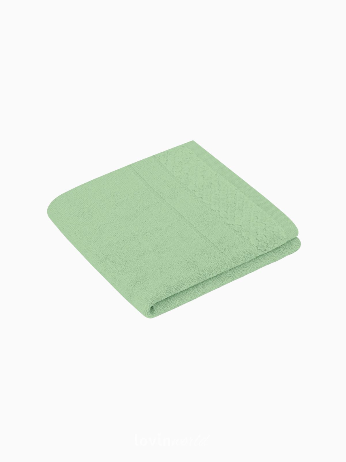 Set 3 Asciugamani da bagno Rubrum in 100% cotone, colore verde chiaro-2