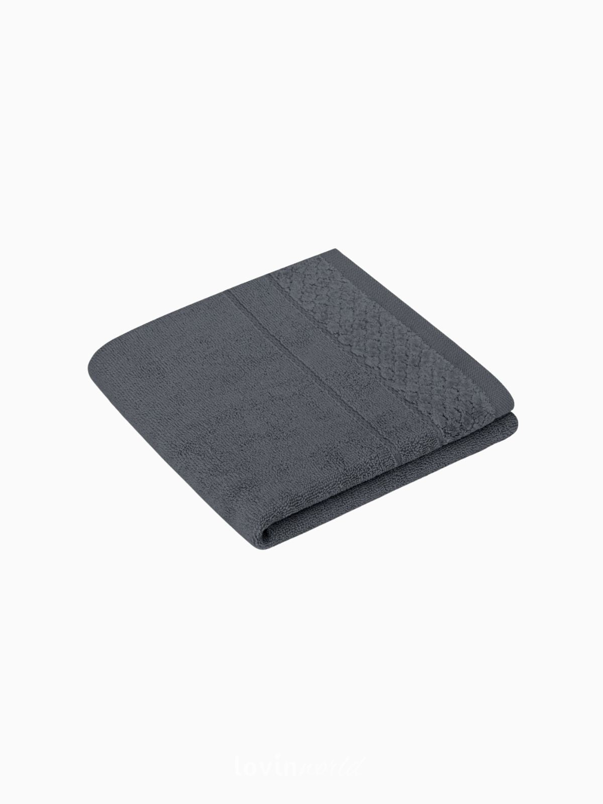 Set 2 Asciugamani da bagno Rubrum in 100% cotone, colore grigio-2