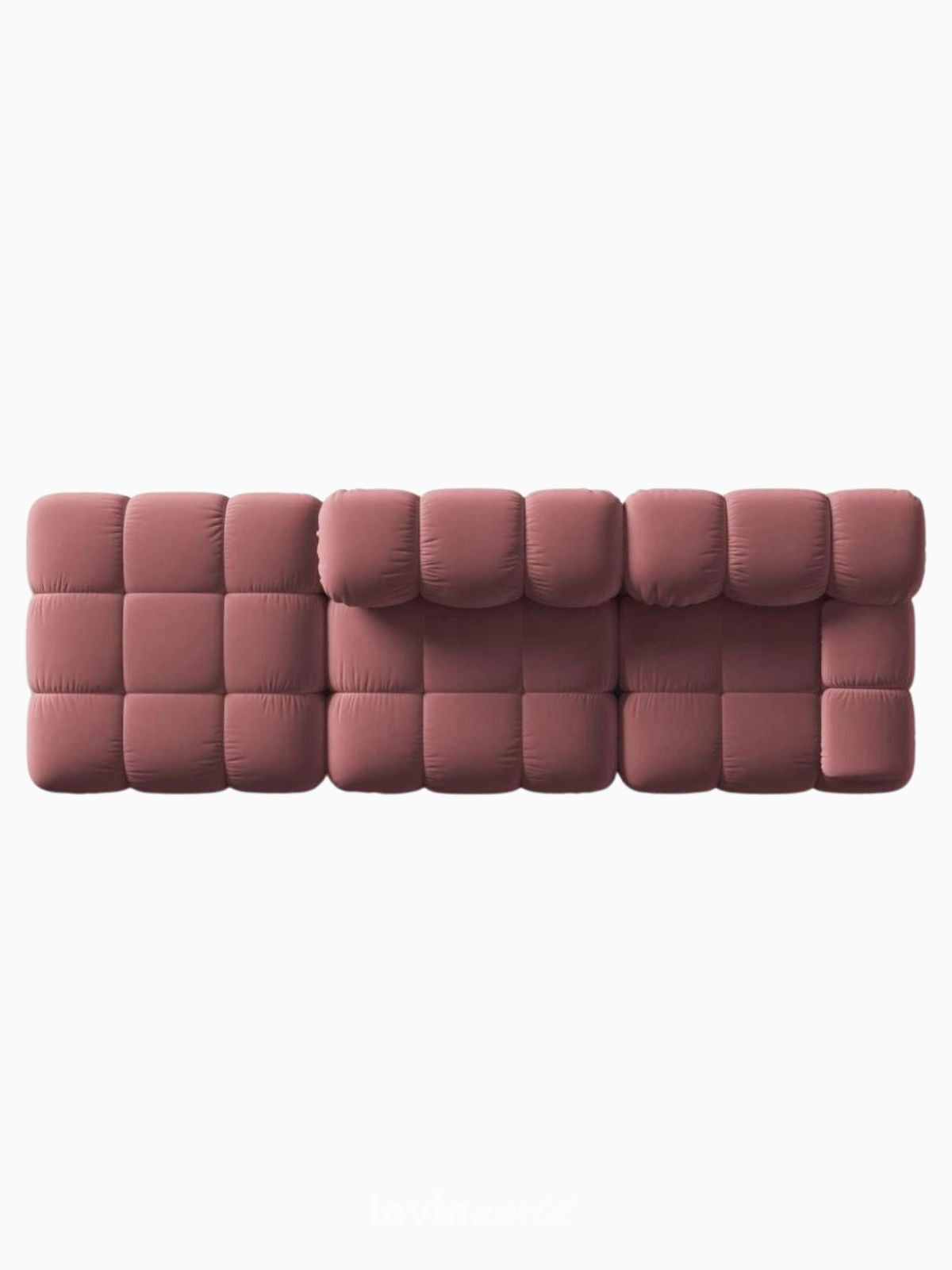 Divano modulare 4 sedute Bellis in velluto, colore rosa-4