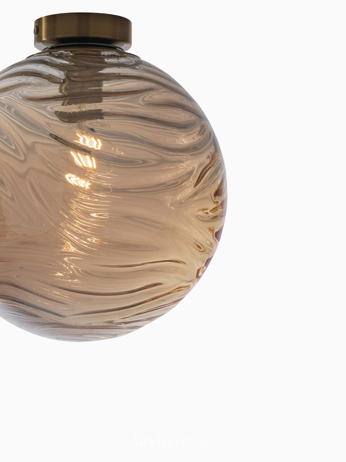 Lampada da soffitto Nereide PL30 in vetro, colore champagne-2