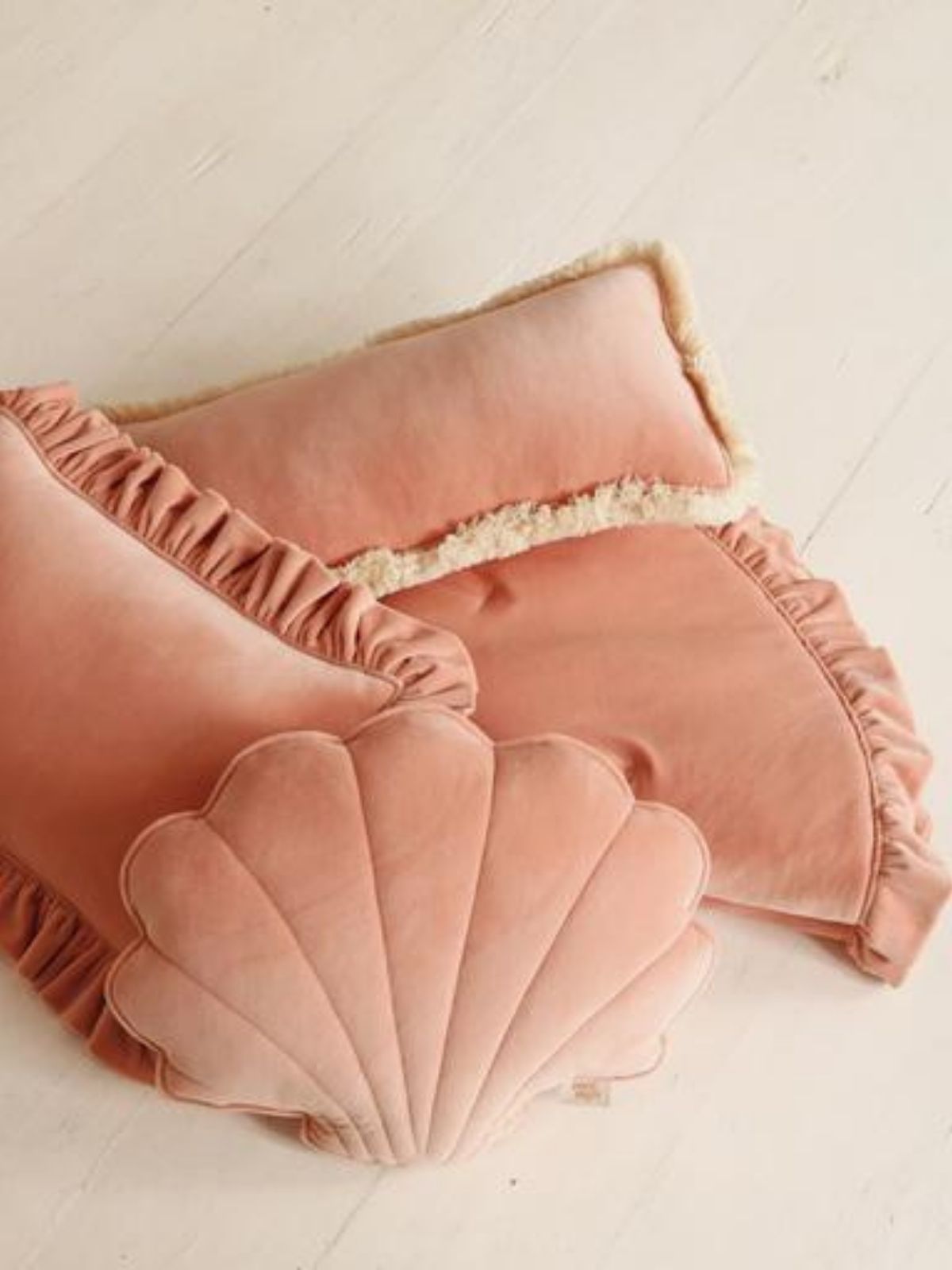 Cuscino conchiglia in velluto e cotone, colore rosa 49x45 cm.-6