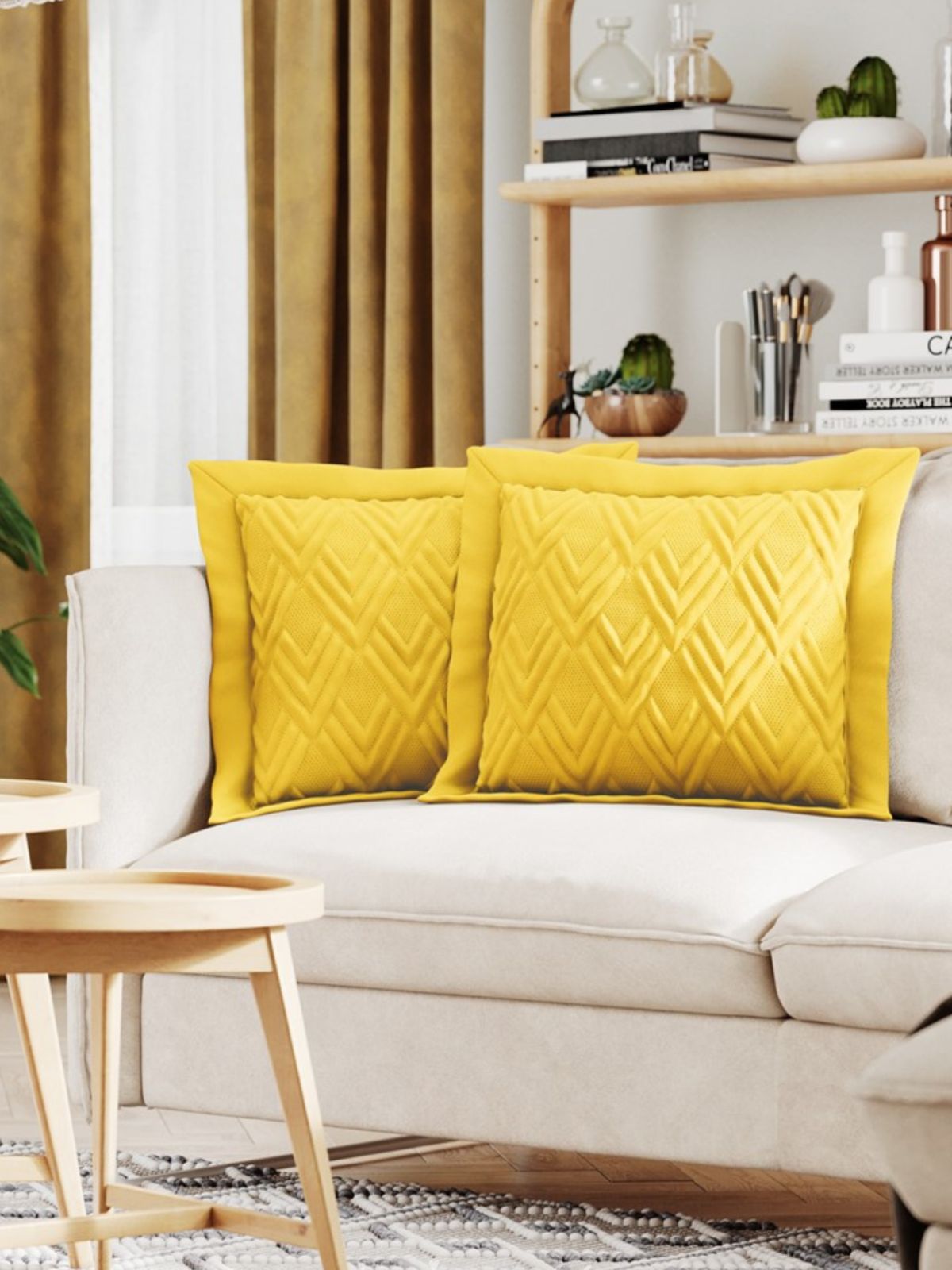 Cuscino decorativo Ophelia in colore giallo 45x45 cm.-2