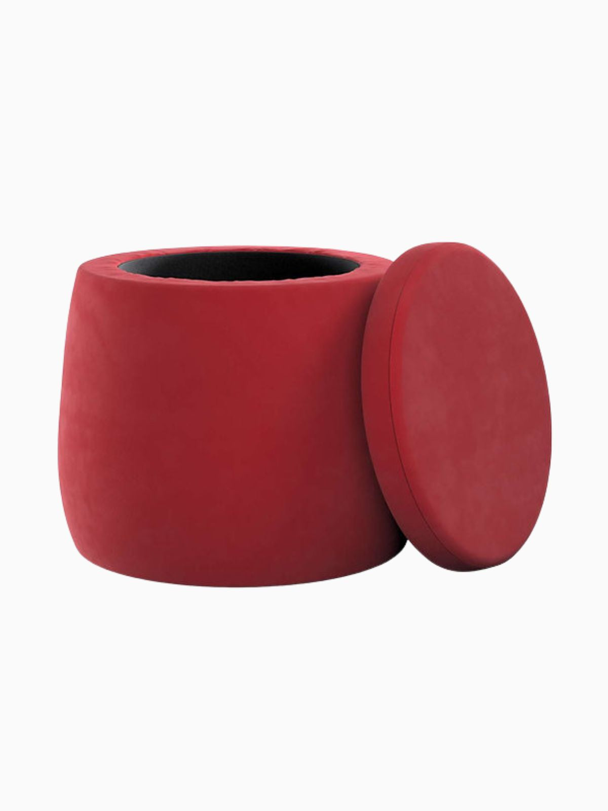 Pouf contenitore Candy Jar in velluto, colore rosso 40x40 cm.