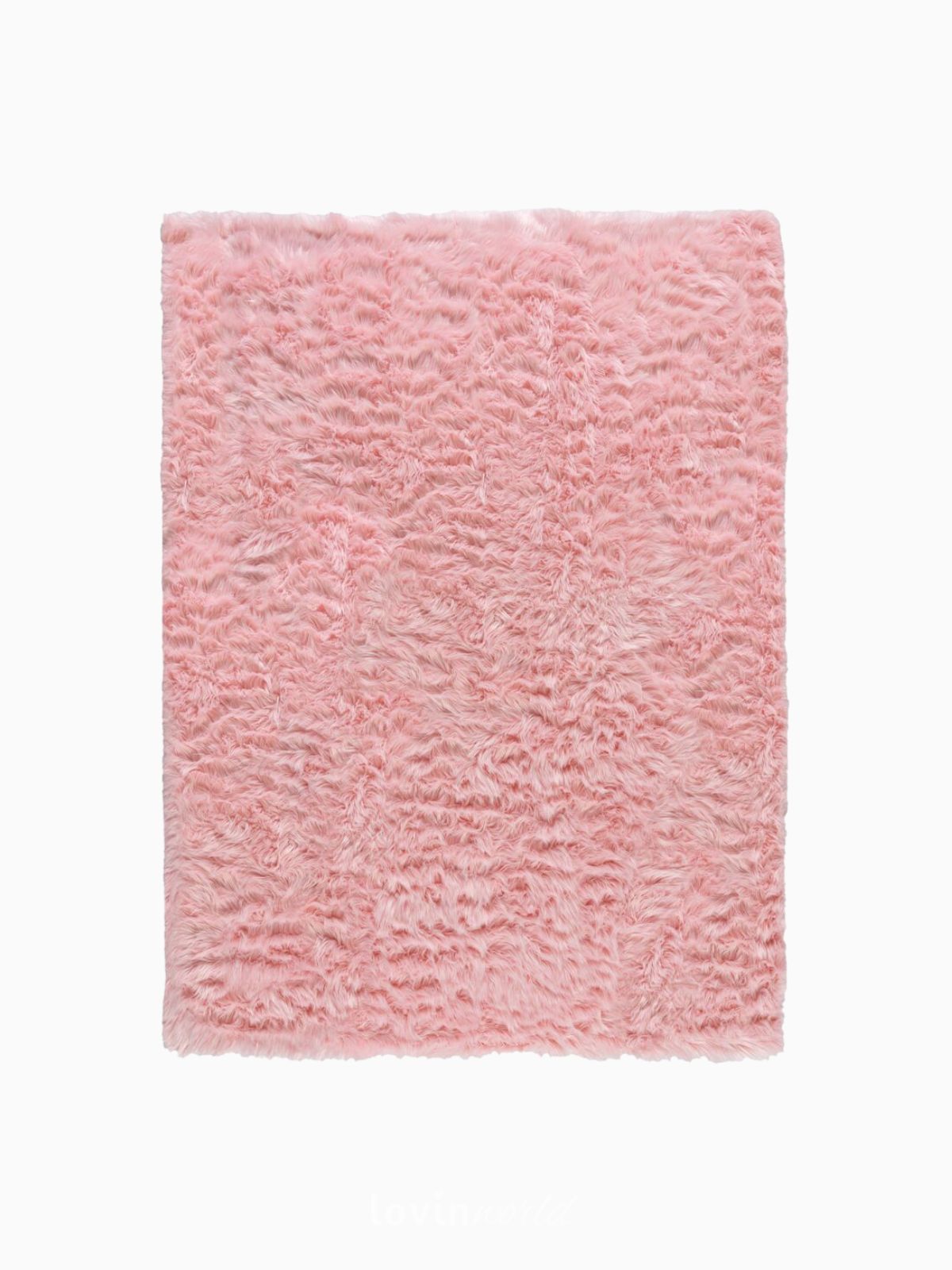 Tappeto shaggy Sheepskin in poliestere, colore rosa-1