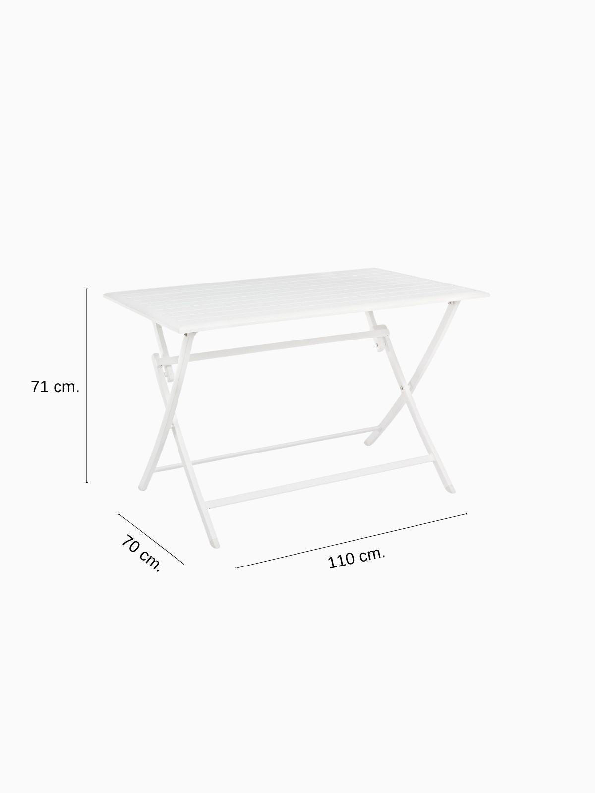 Tavolino pieghevole da esterno Elin 110x70 cm. in alluminio, colore bianco-5