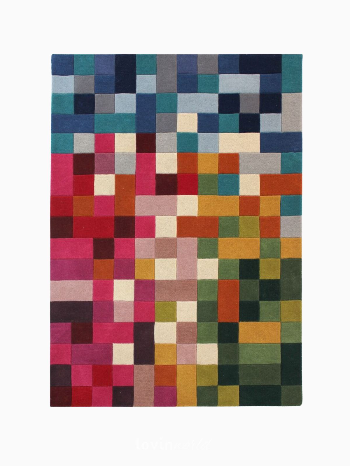 Tappeto di design Lucea in lana, multicolore-1