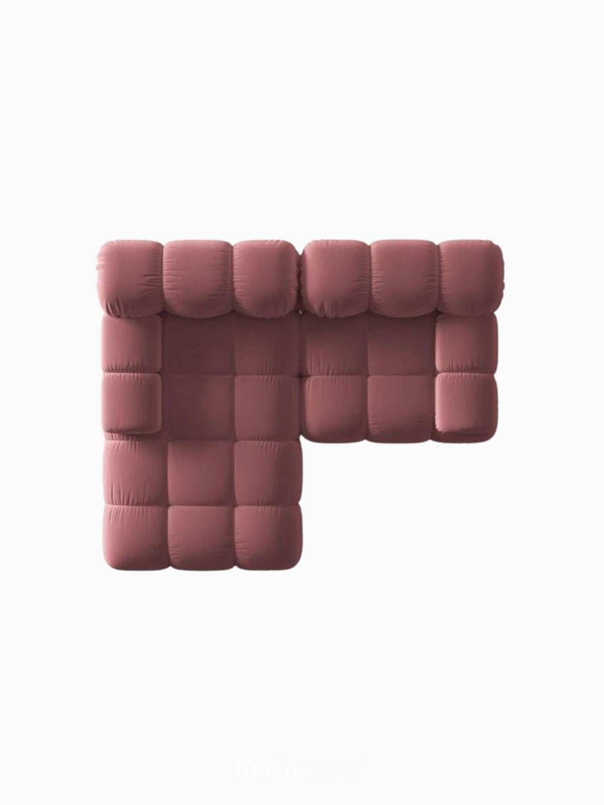 Divano modulare 3 posti Bellis in velluto, colore rosa-5