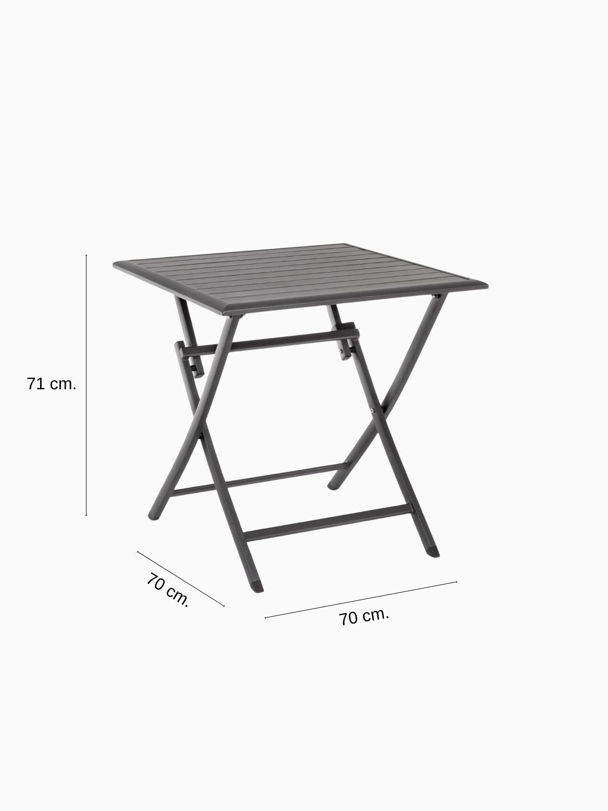 Tavolino pieghevole da esterno Elin 70x70 cm. in alluminio, colore nero-5