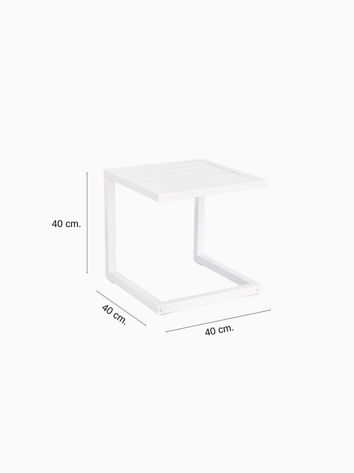 Tavolino da esterno Hilde 40x40 cm. in alluminio, colore bianco-6