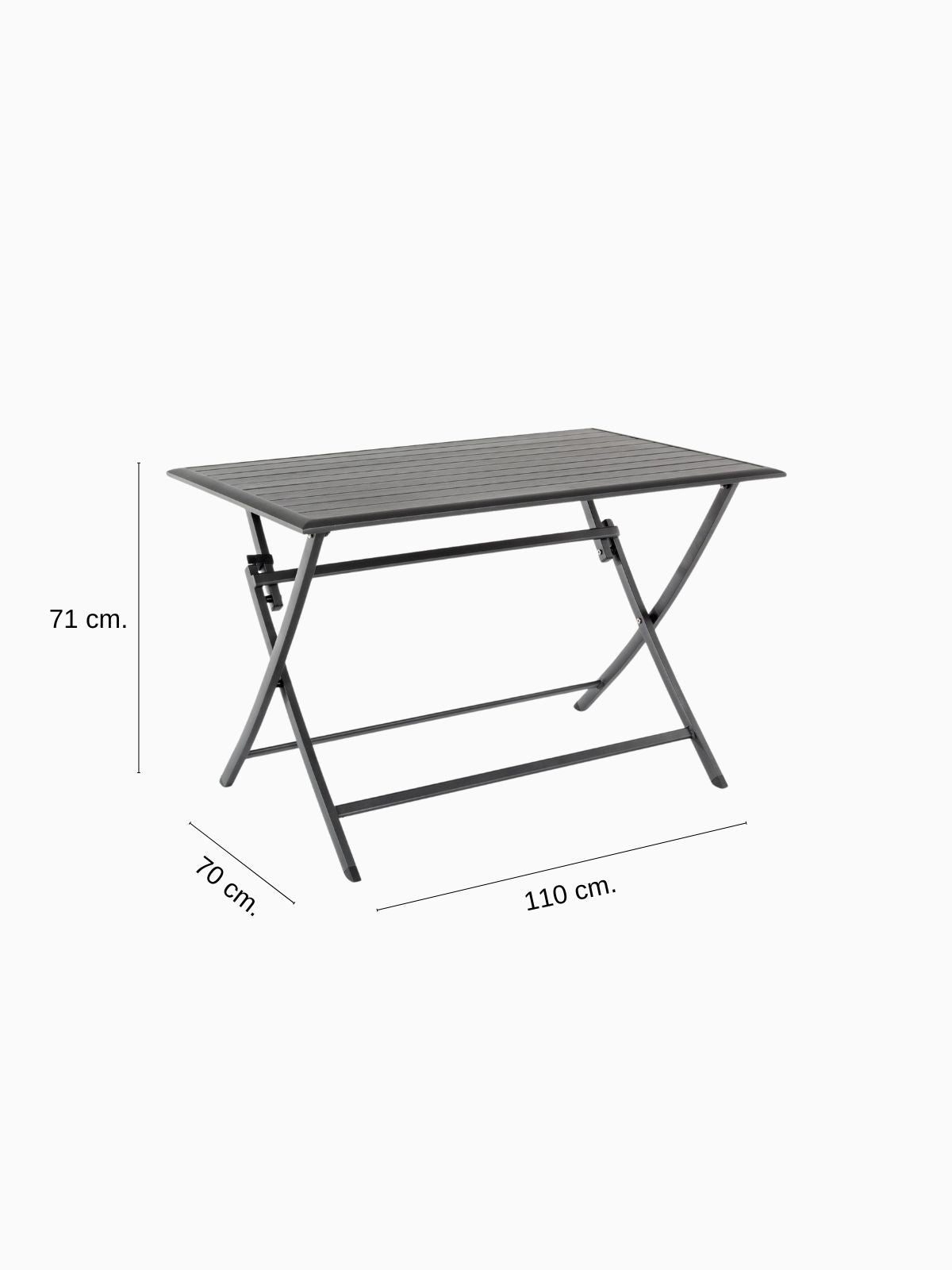 Tavolino pieghevole da esterno Elin 70x70 cm. in alluminio, colore nero-6