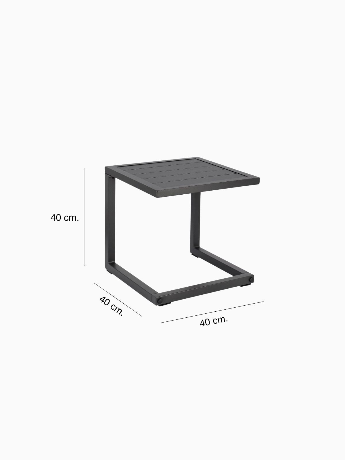 Tavolino da esterno Hilde 40x40 cm. in alluminio, colore nero-6
