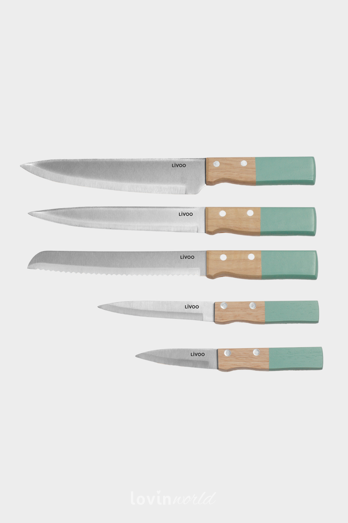 Set 5 coltelli MEC132, con manico verde-1