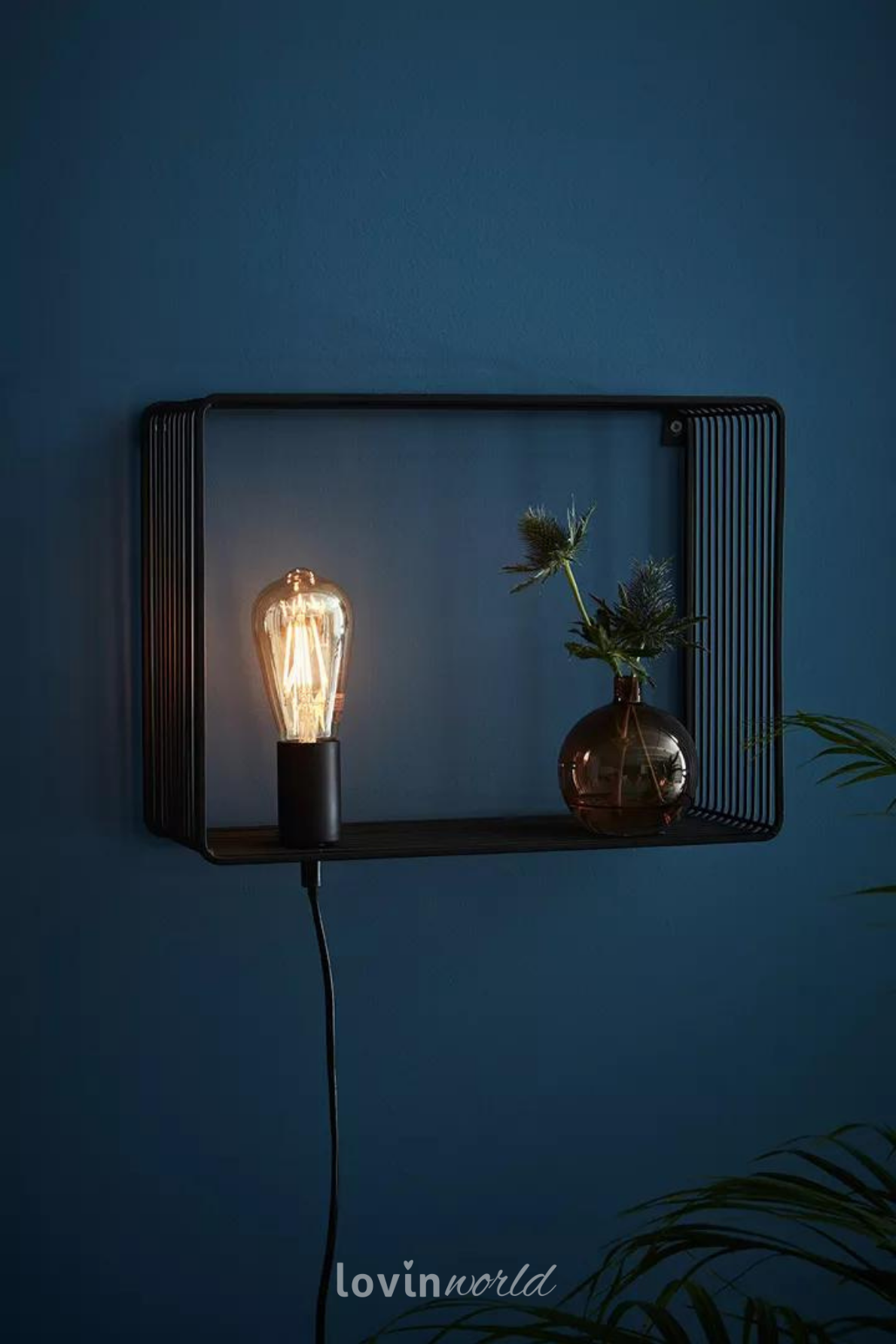 Lampada da parete Shelf, in colore nero-4