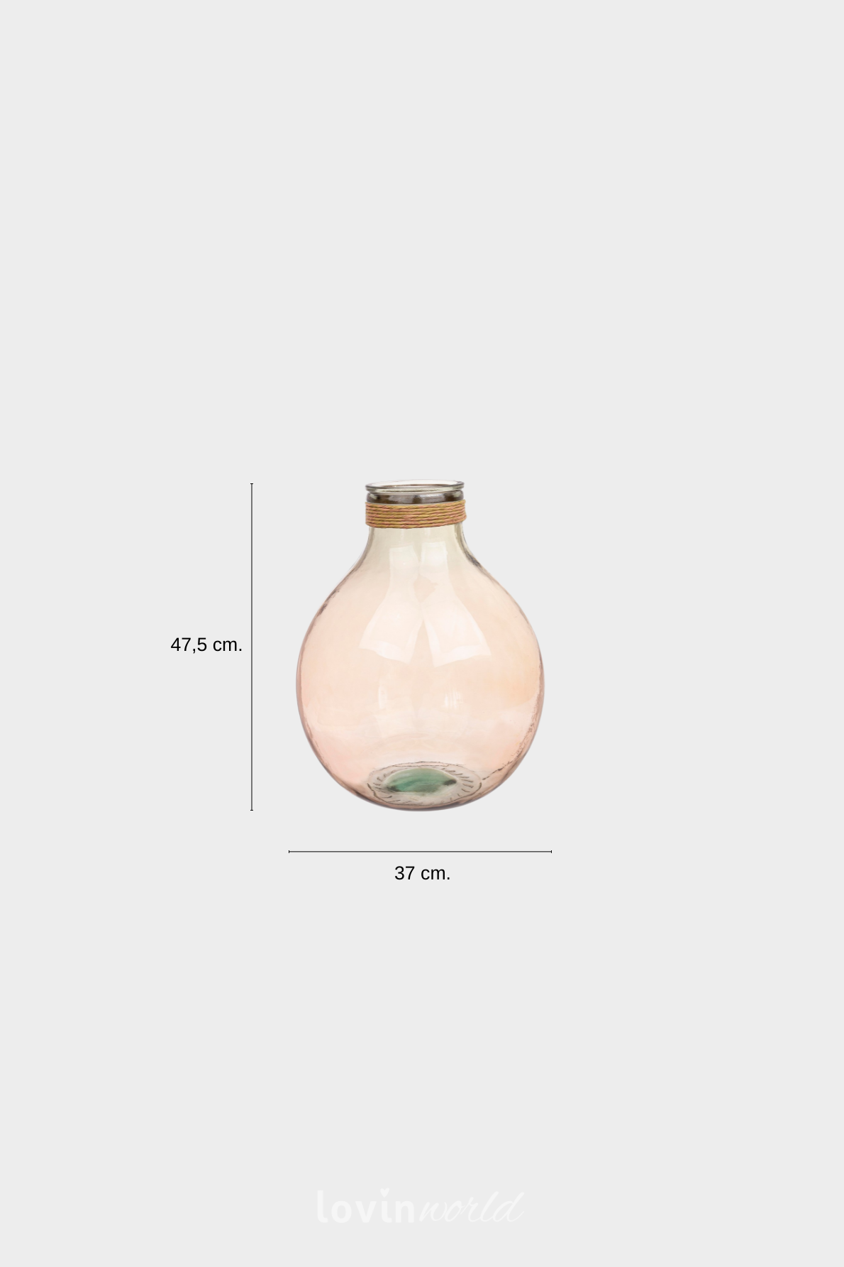 Vaso in vetro Rotang in colore rosa-4