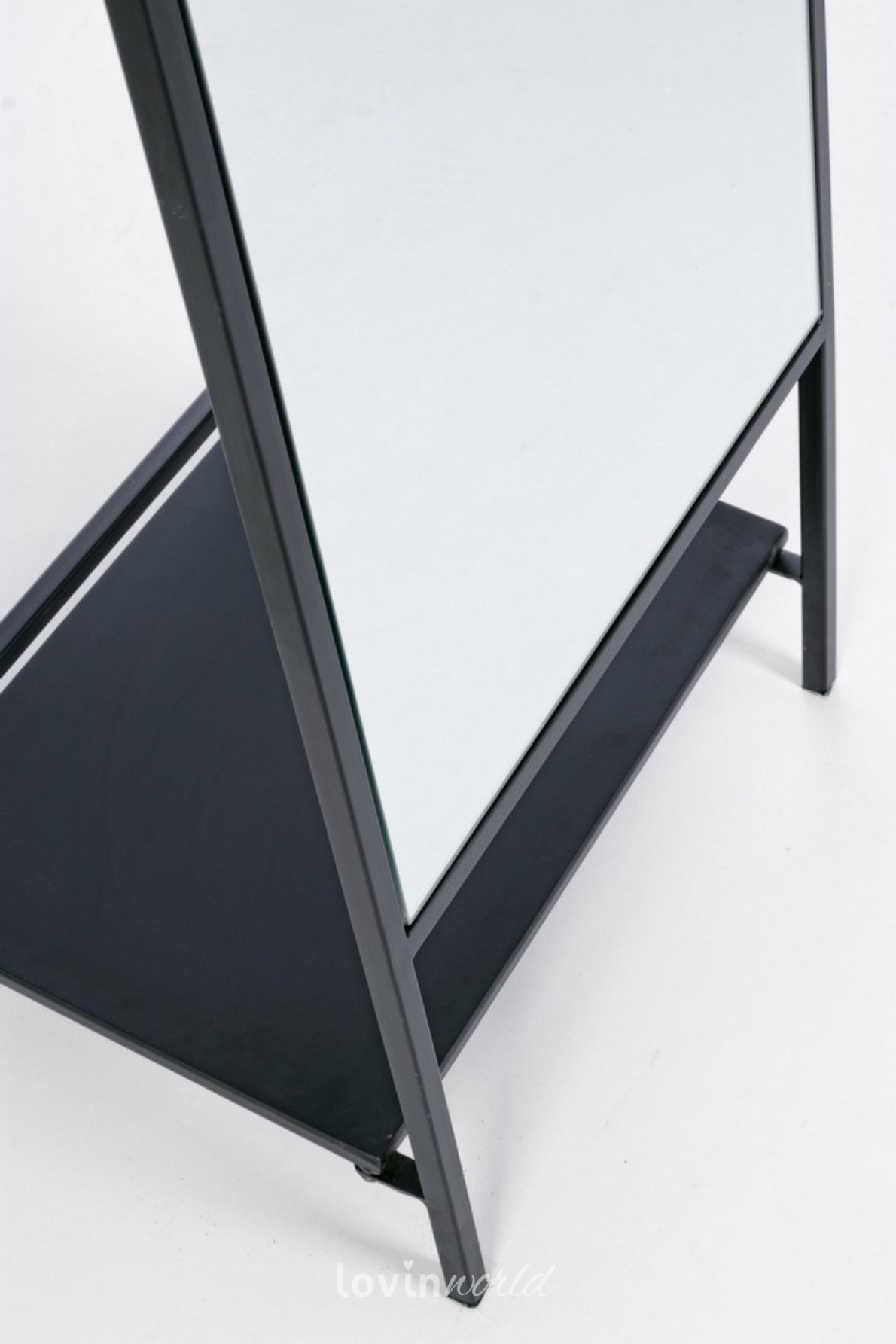 Specchio con appendiabiti Ekbal in colore nero-5
