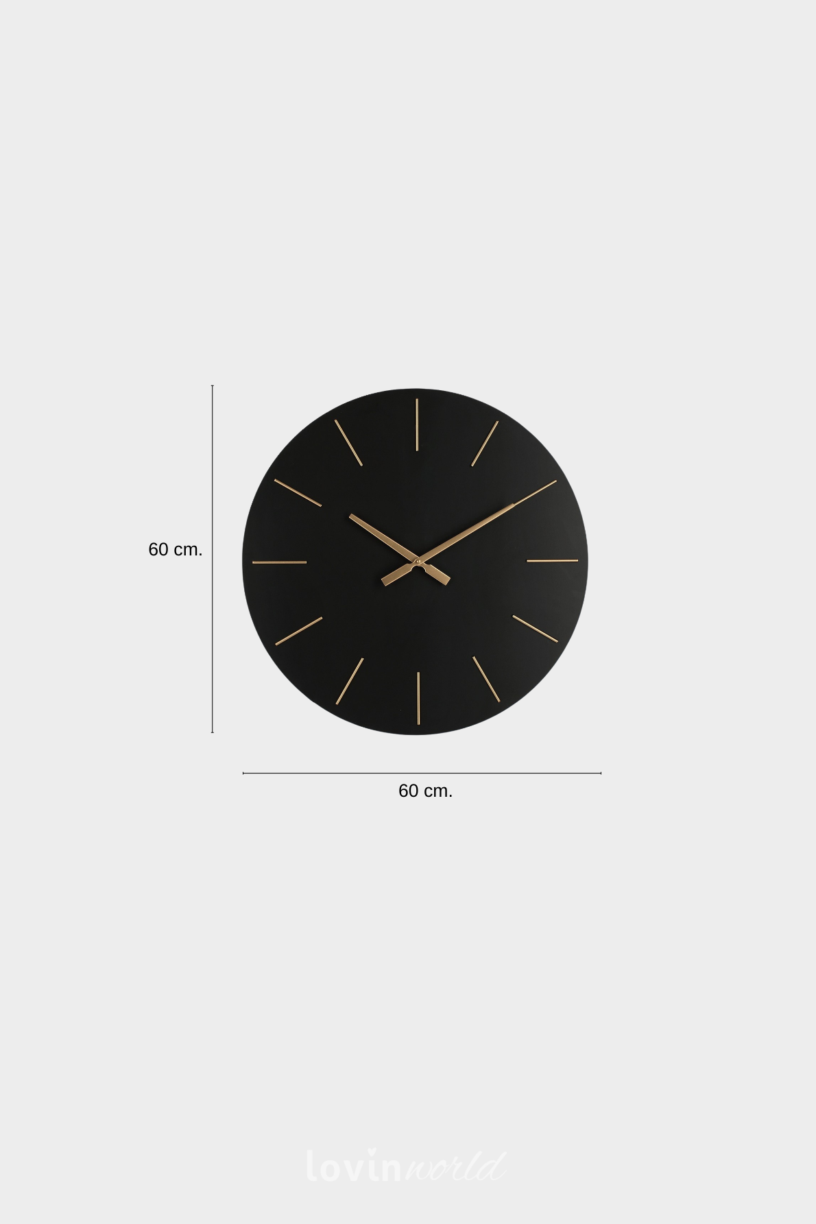 Orologio da parete Timeline in colore nero 60x60 cm.-4