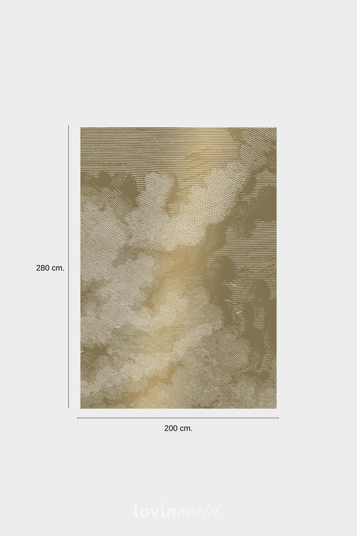 Carta da parati metallizzata Nuvole incise in colore beige-3