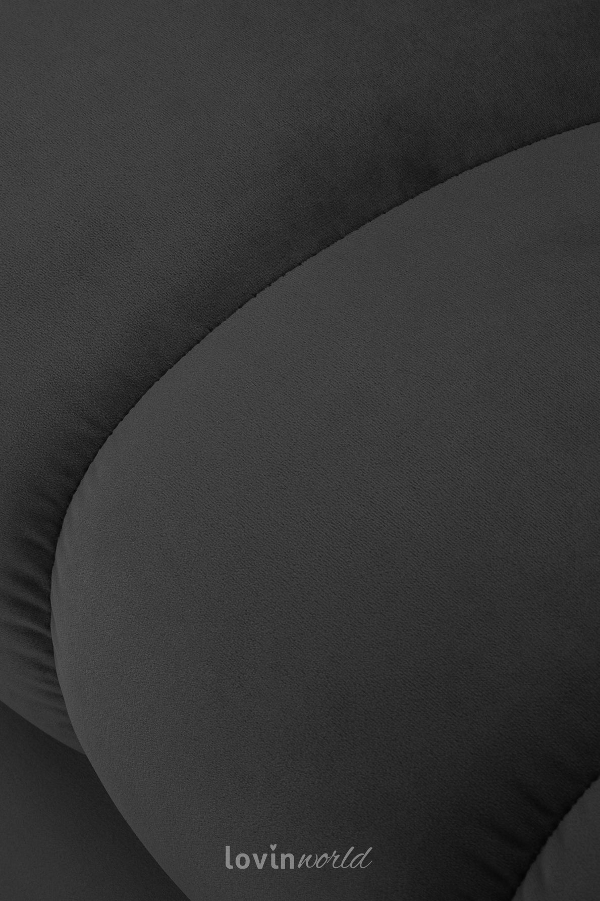 Divano Mamaia 2 posti, in velluto grigio scuro con gambe dorate-LovinWorld
