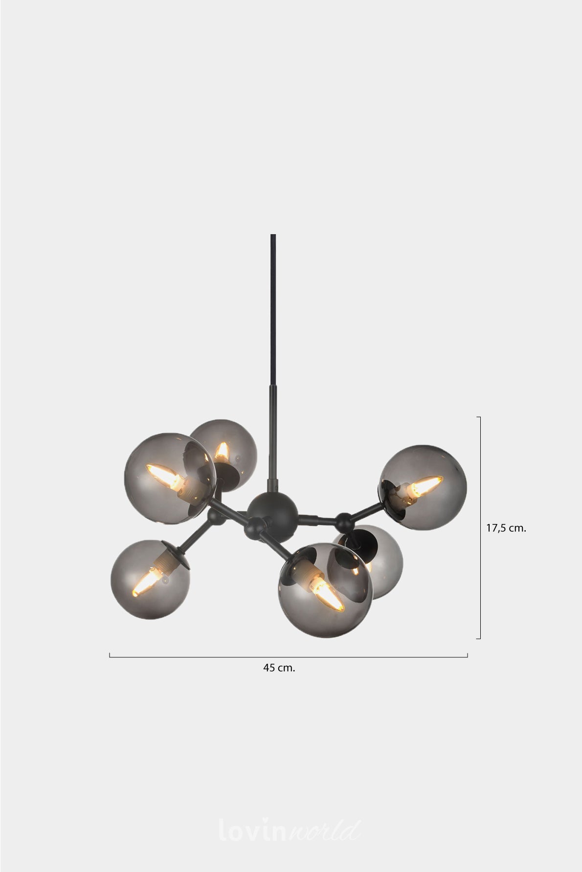 Lampada a sospensione Atom, in colore nero-LovinWorld