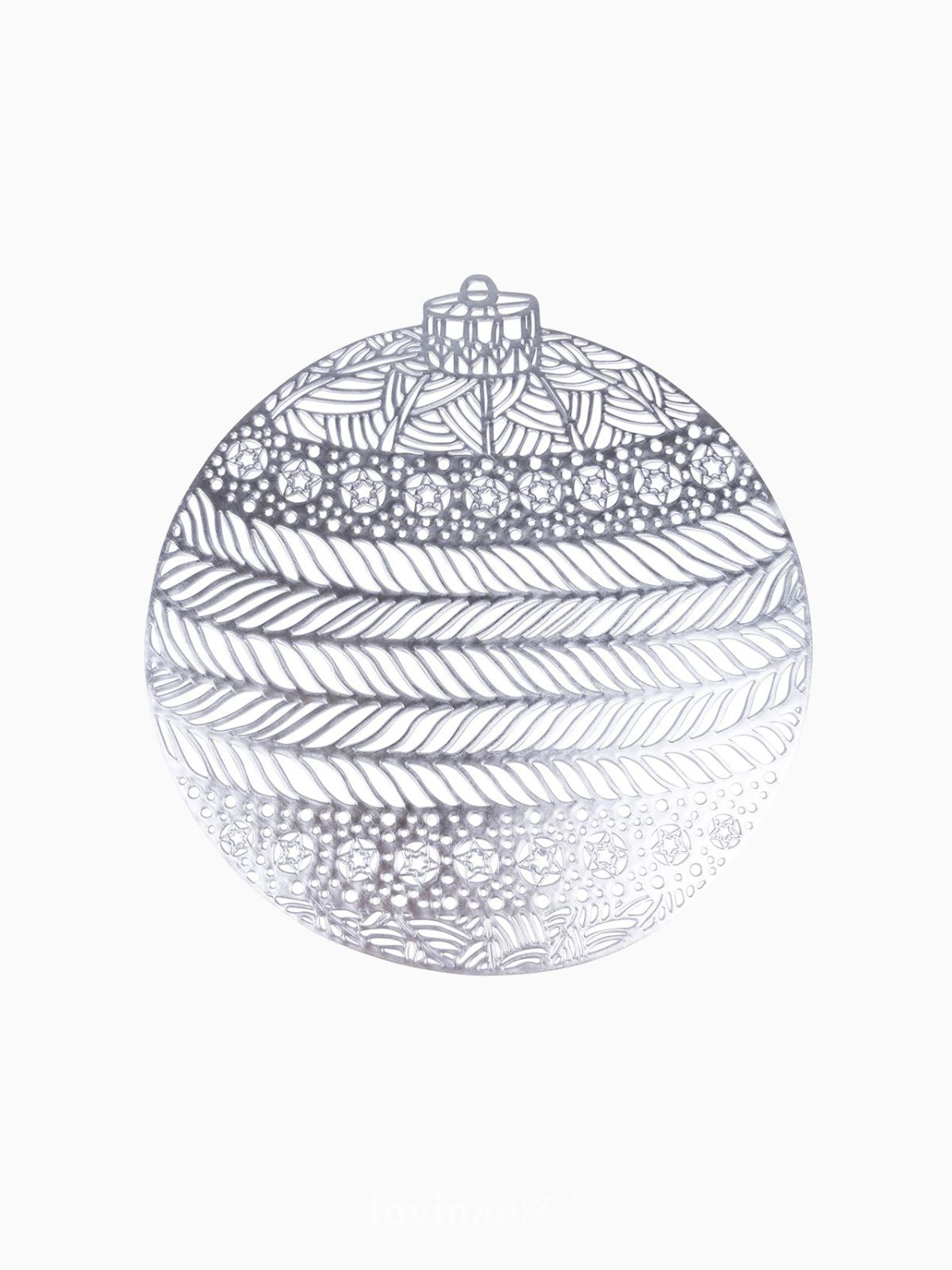 Set 6 Tovagliette palla di Natale Xmas, in colore argento Ø 38 cm.-1