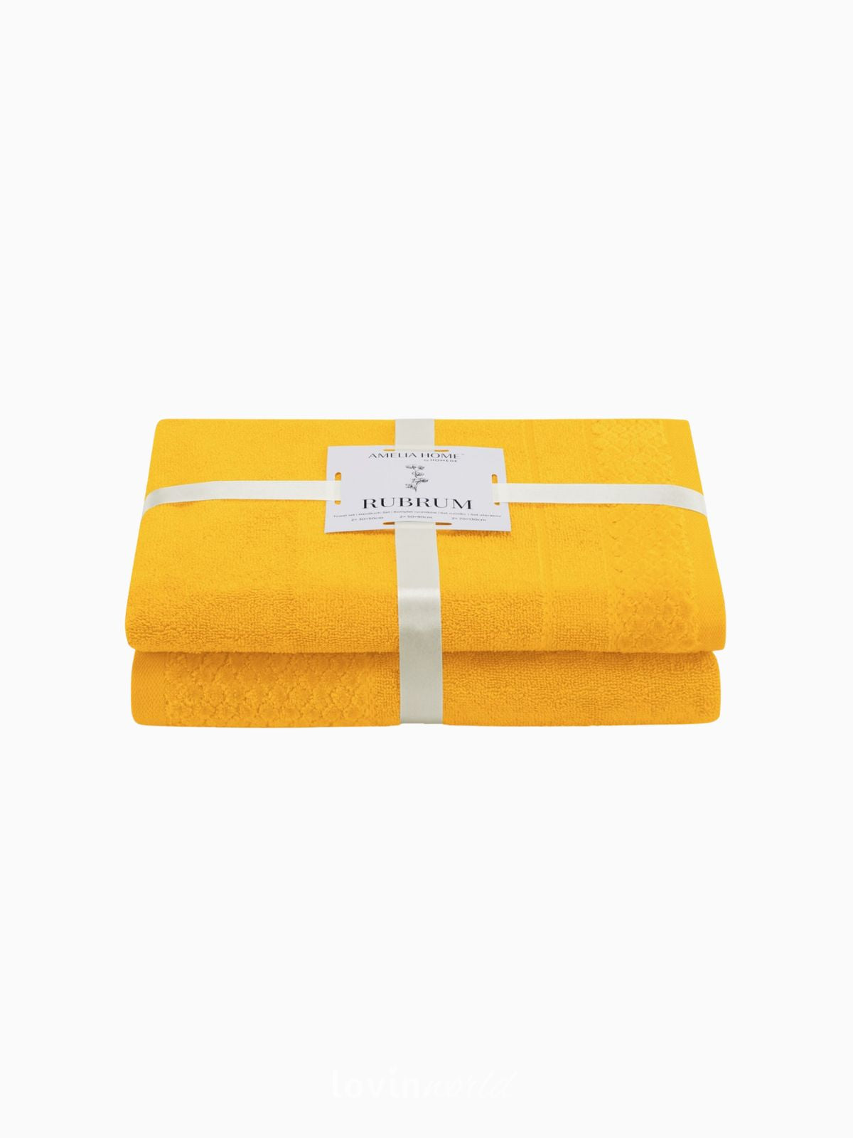 Set 2 Asciugamani da bagno Rubrum in 100% cotone, colore giallo-1