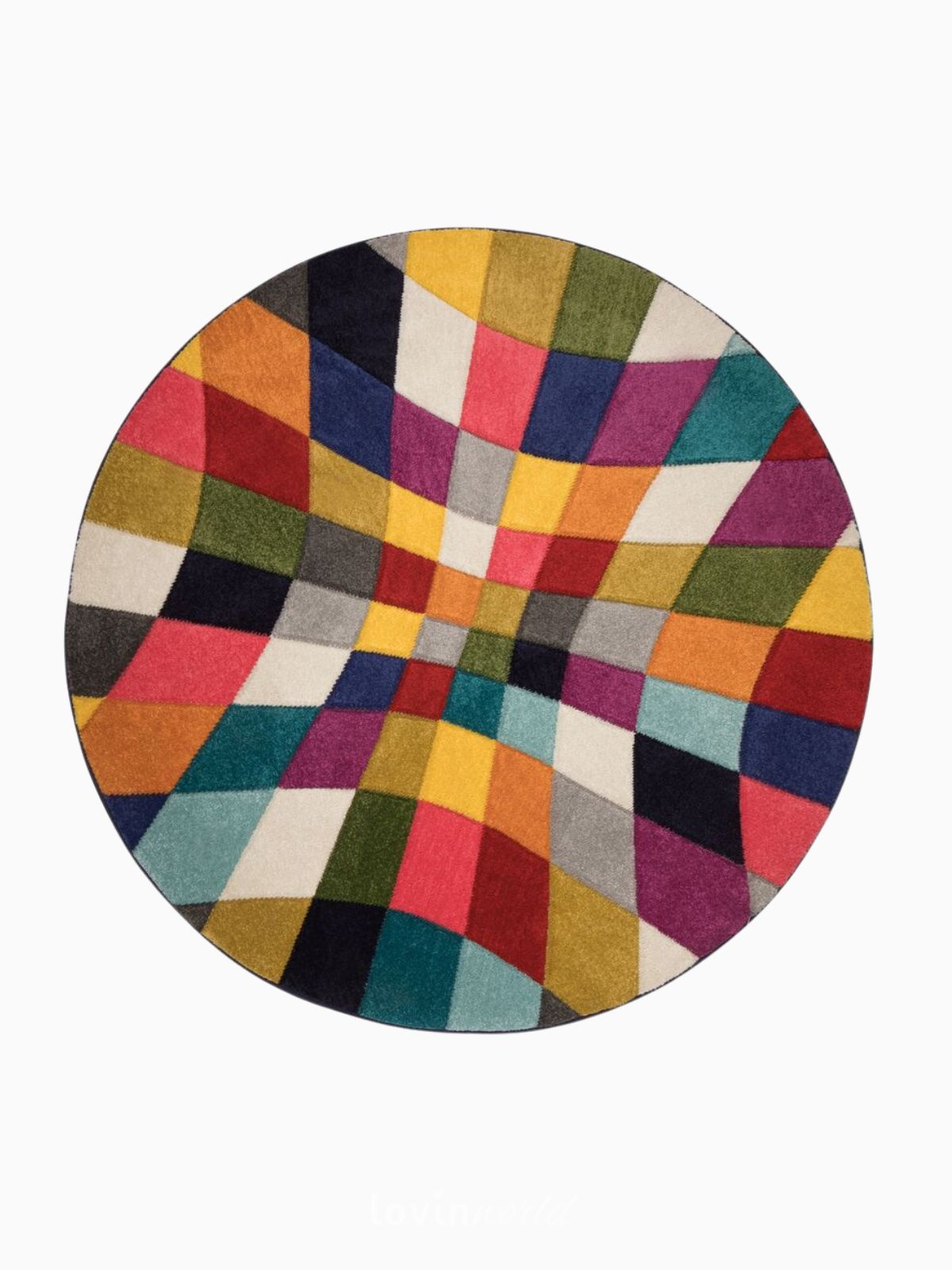 Tappeto rotondo moderno Rhumba in polipropilene, multicolore 160x160 cm.-1
