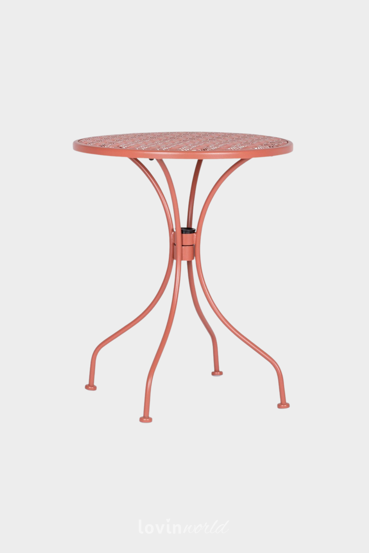 Tavolino da esterno Lizette Ø60 cm. in acciaio, colore rosso-1
