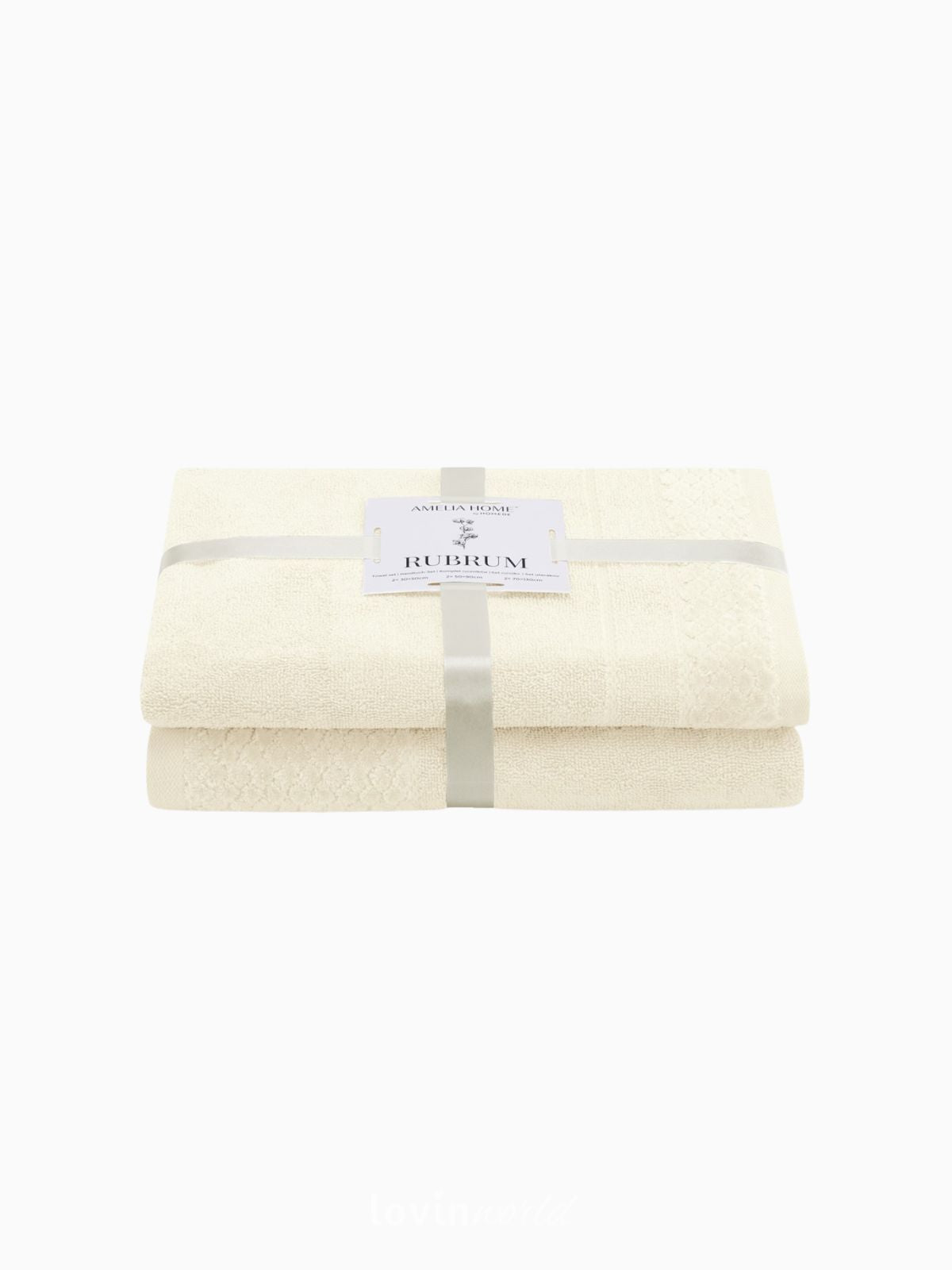 Set 2 Asciugamani da bagno Rubrum in 100% cotone, colore crema-1