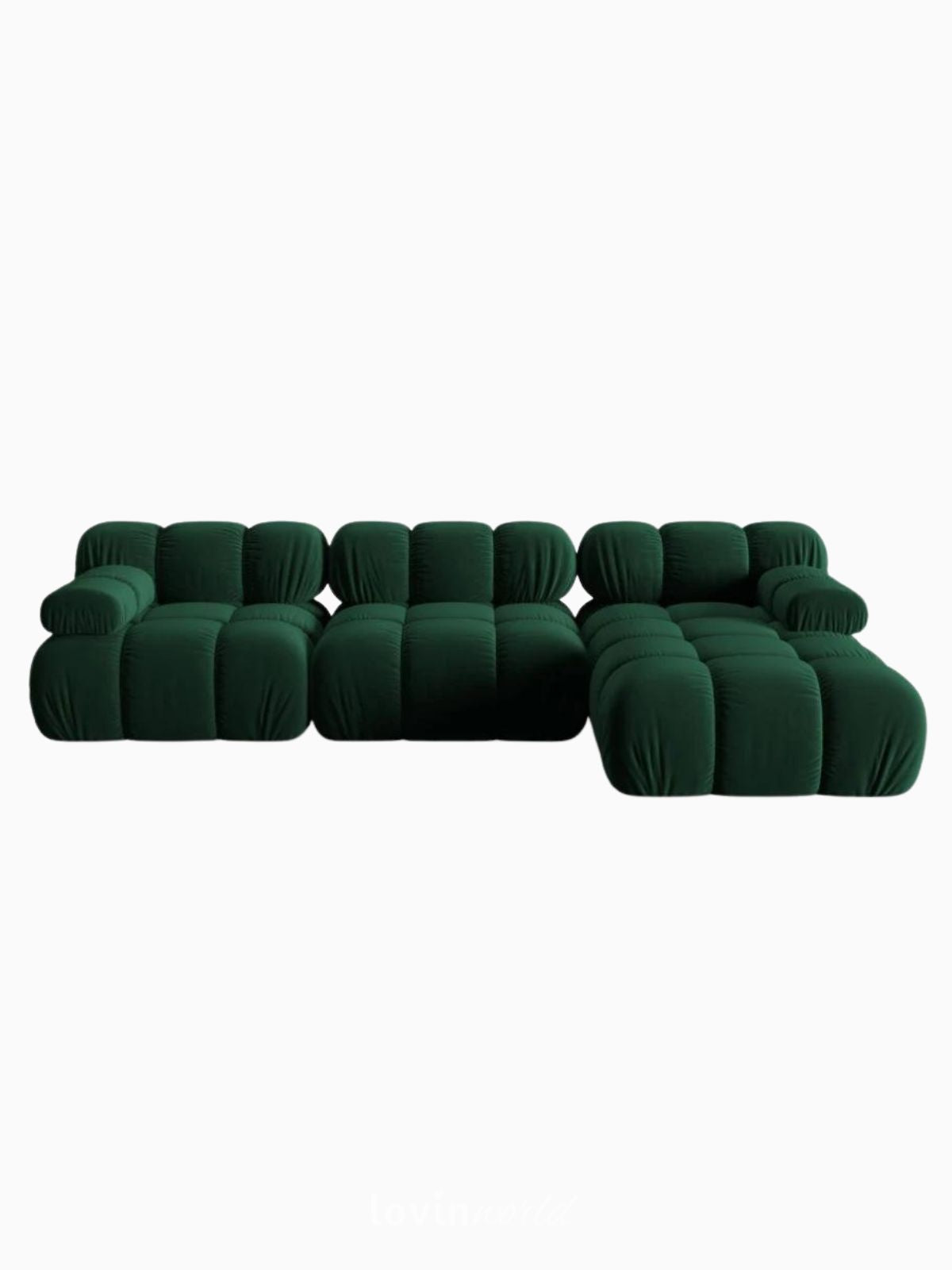 Divano 4 sedute Bellis in velluto, colore verde-1